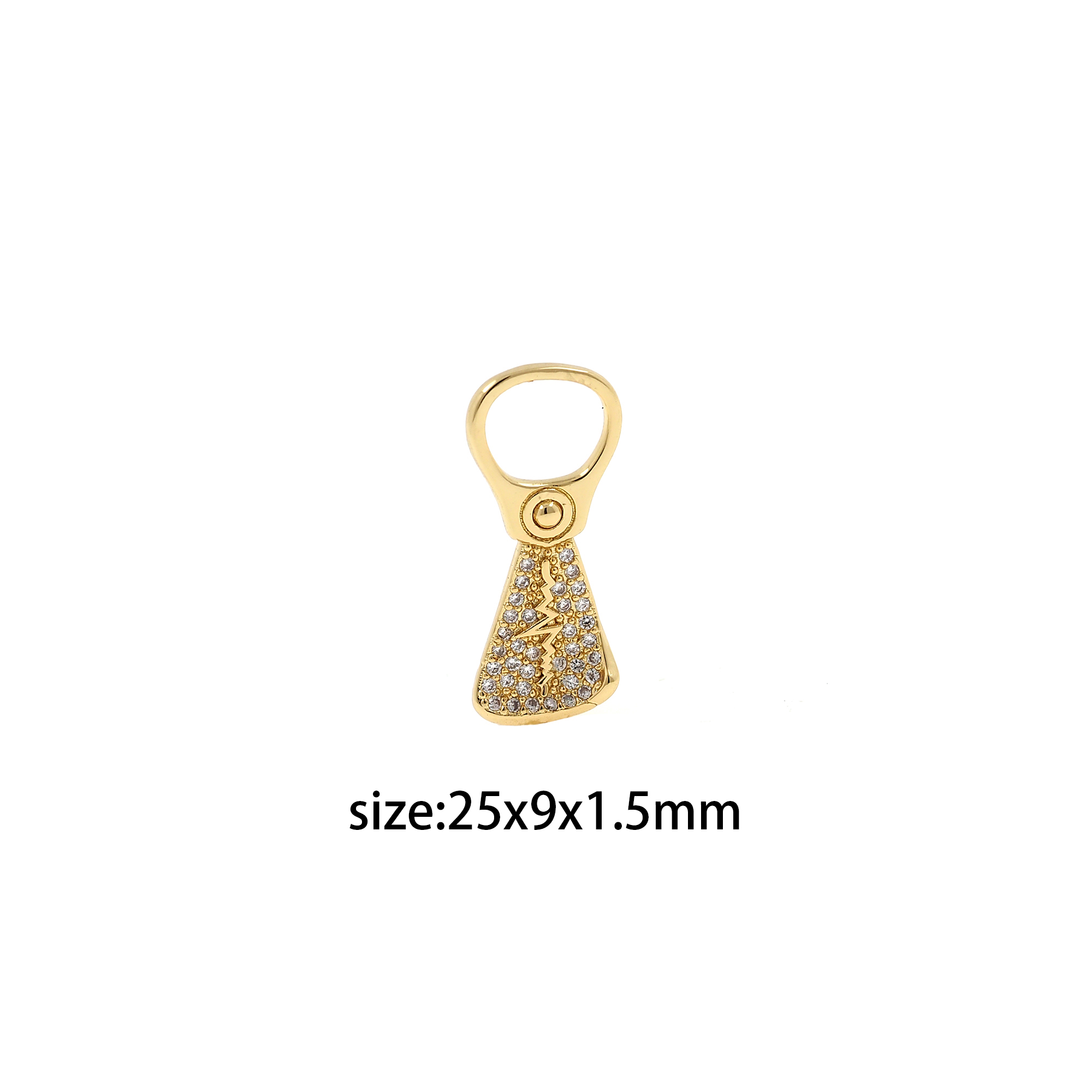 18K Gold Filled Soda Tab Pendant,CZ Micro Pave Can Ring Charm Earrings Necklace for DIY Jewelry Making Supply