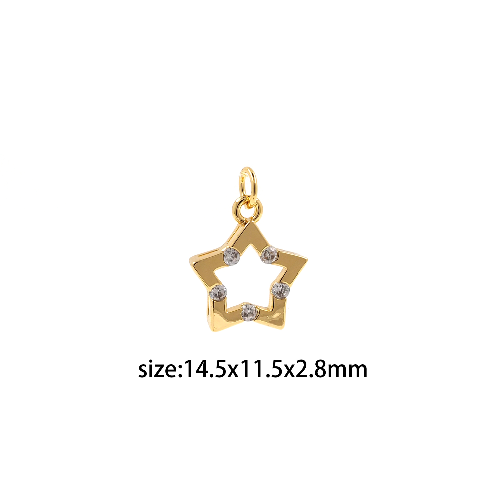 18K Gold Filled Tiny Star Pendant,Celestial Charm,CZ Micro Pave Star Earrings Necklace for DIY Jewelry Making Supply