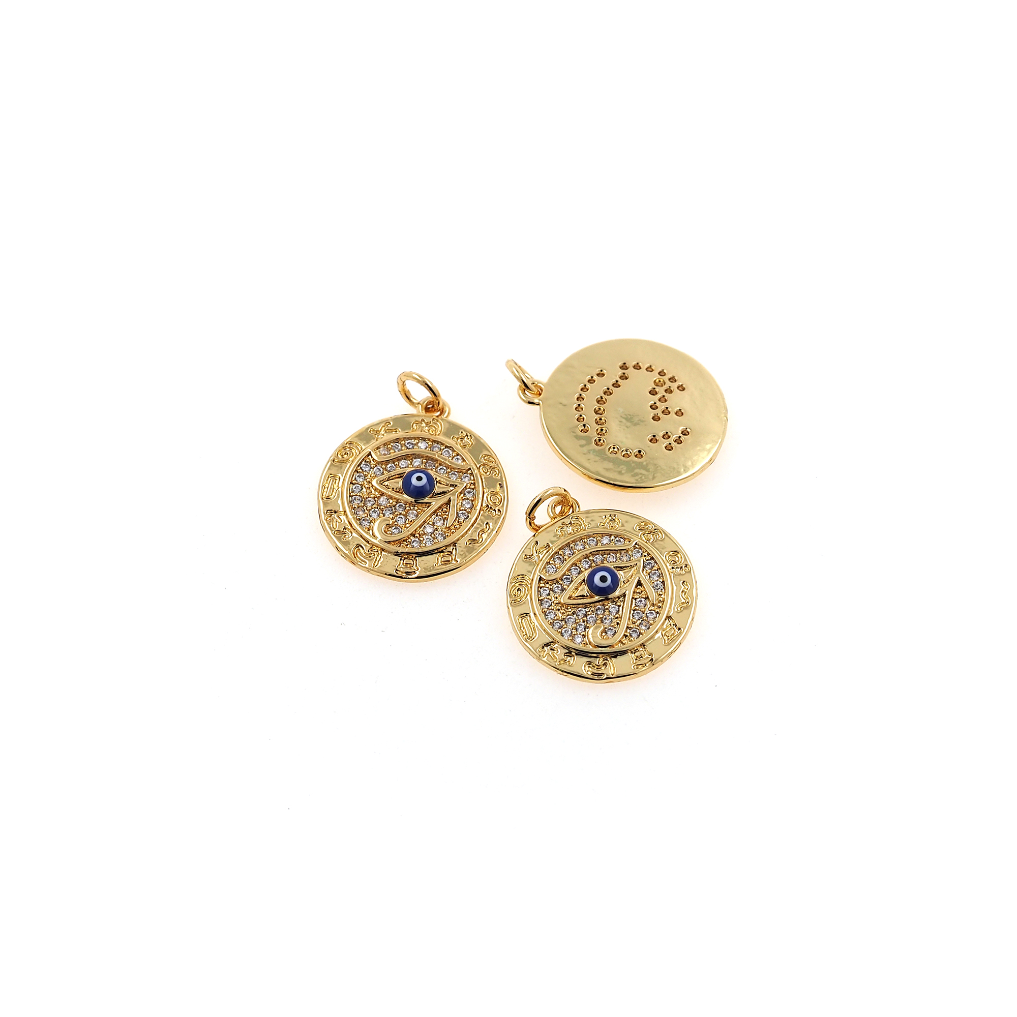 18K Gold Filled Evil Eye Pendant,CZ Micro Pave Eye of Horus Charm Earrings Necklace for DIY Jewelry Making Supply