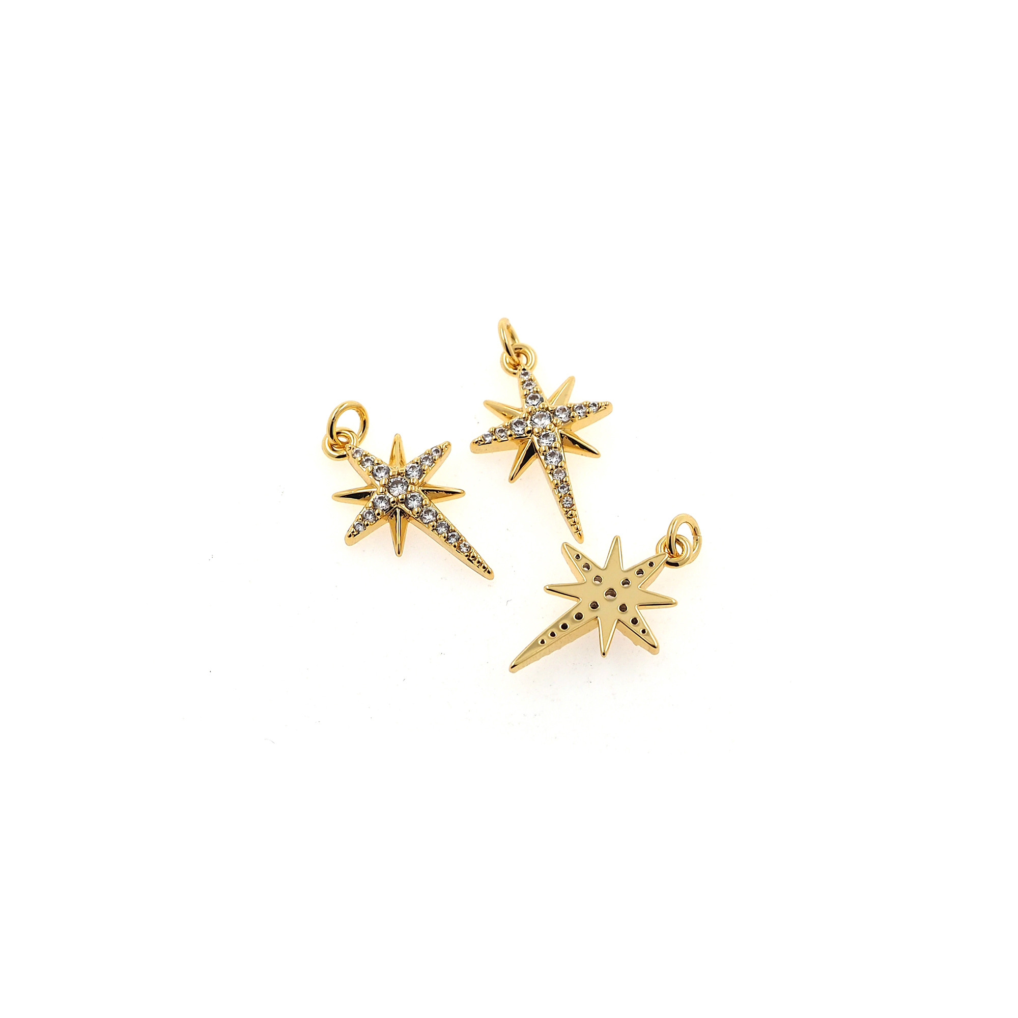 18K Gold Filled North Star Pendant,Celestial Charm,Tiny North Star Earrings Necklace for DIY Jewelry Making Supply