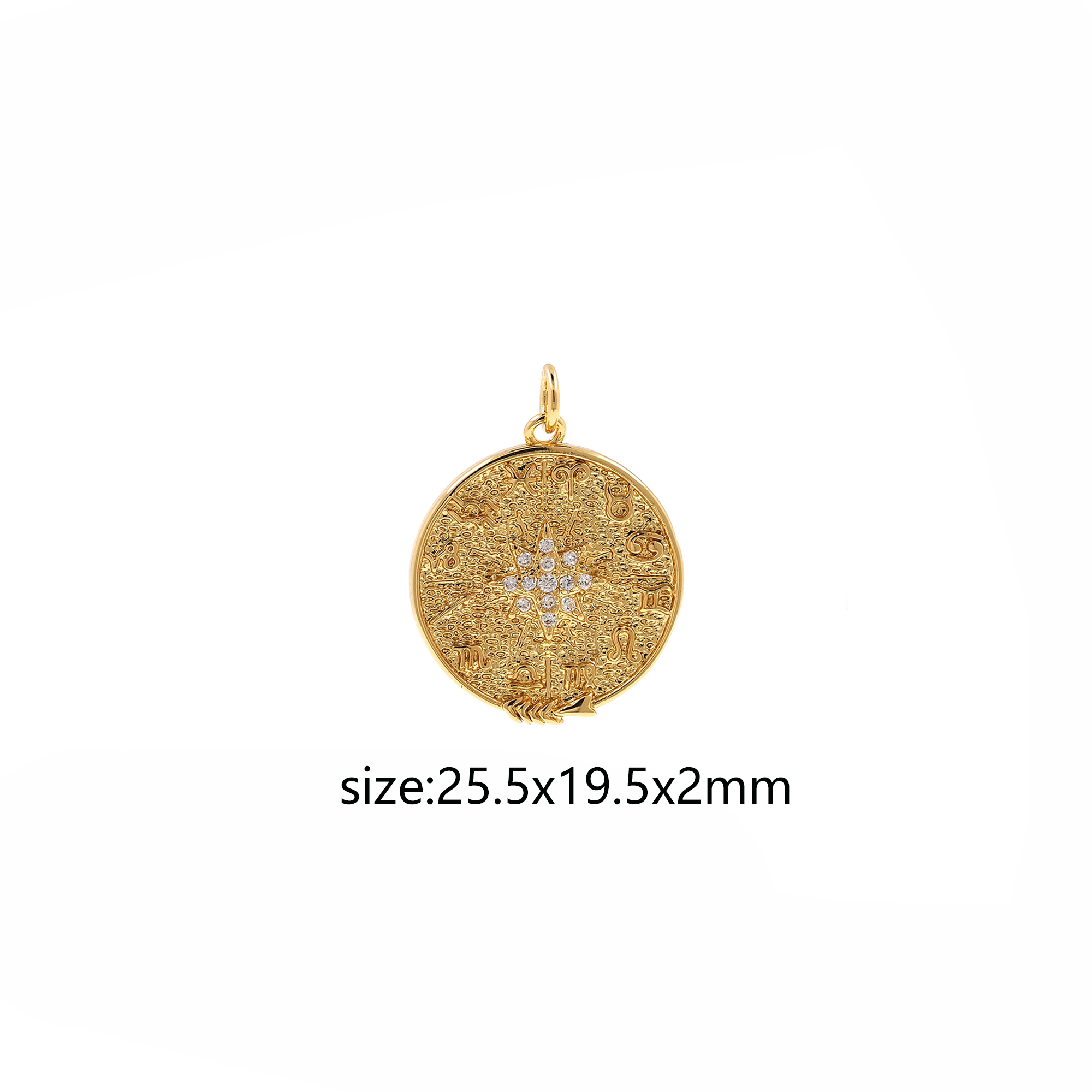 18K Gold Filled Zodiac Pendant,Astrology Charm,CZ Micro Pave Constellation Earrings Necklace for DIY Jewelry Making Supply