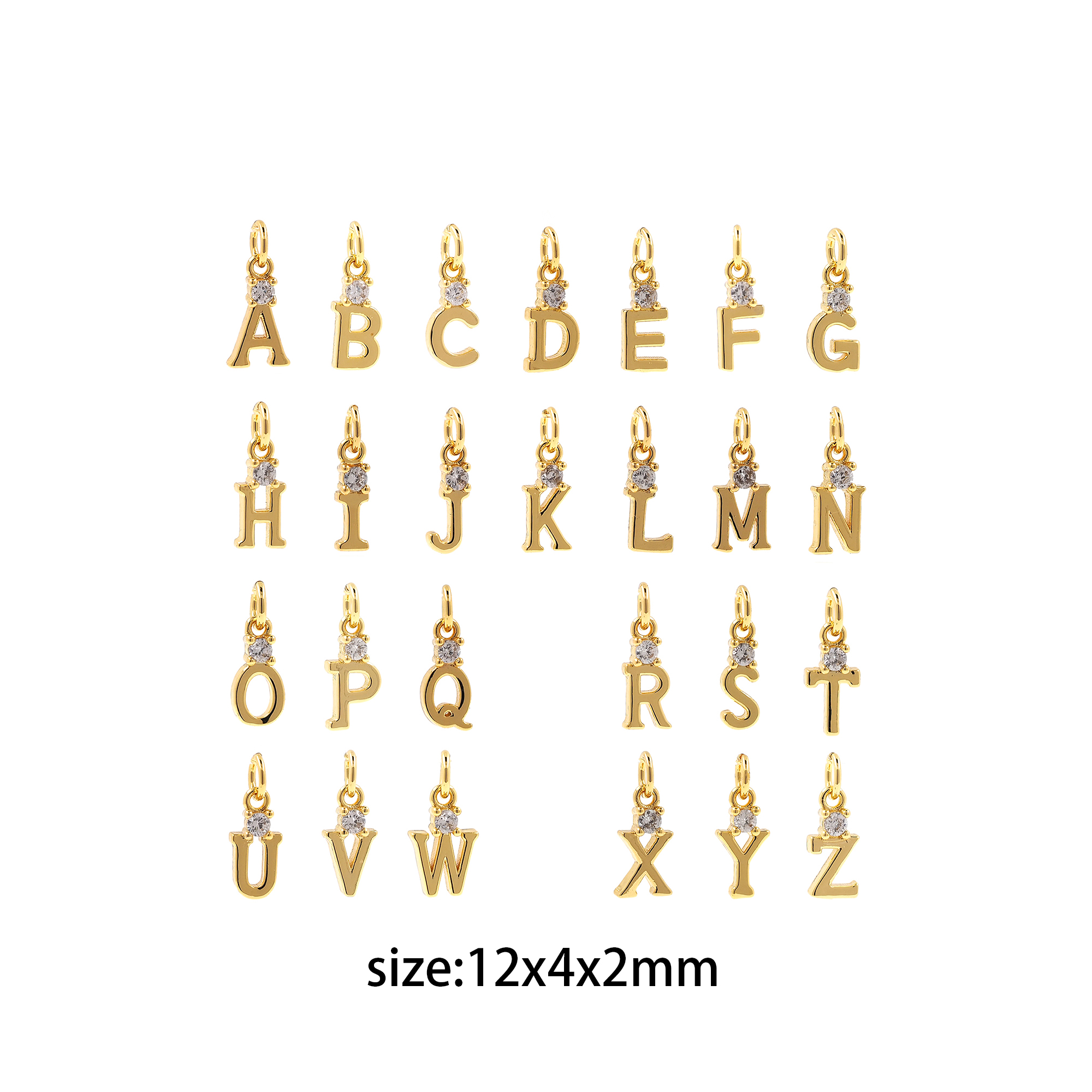 18K Gold Filled Initial Pendant,CZ Micro Pave Letter Charm Earrings Necklace for DIY Jewelry Making Supply