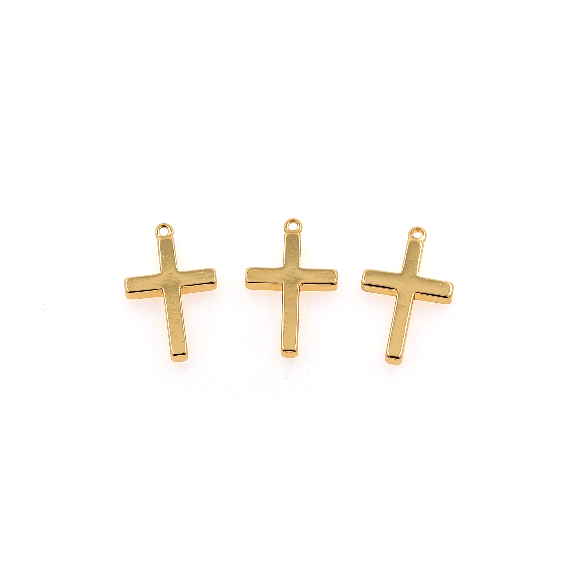 18K Gold Filled Tiny Cross Pendant,Religious Charm Earrings Necklace for DIY Jewelry Making Supply