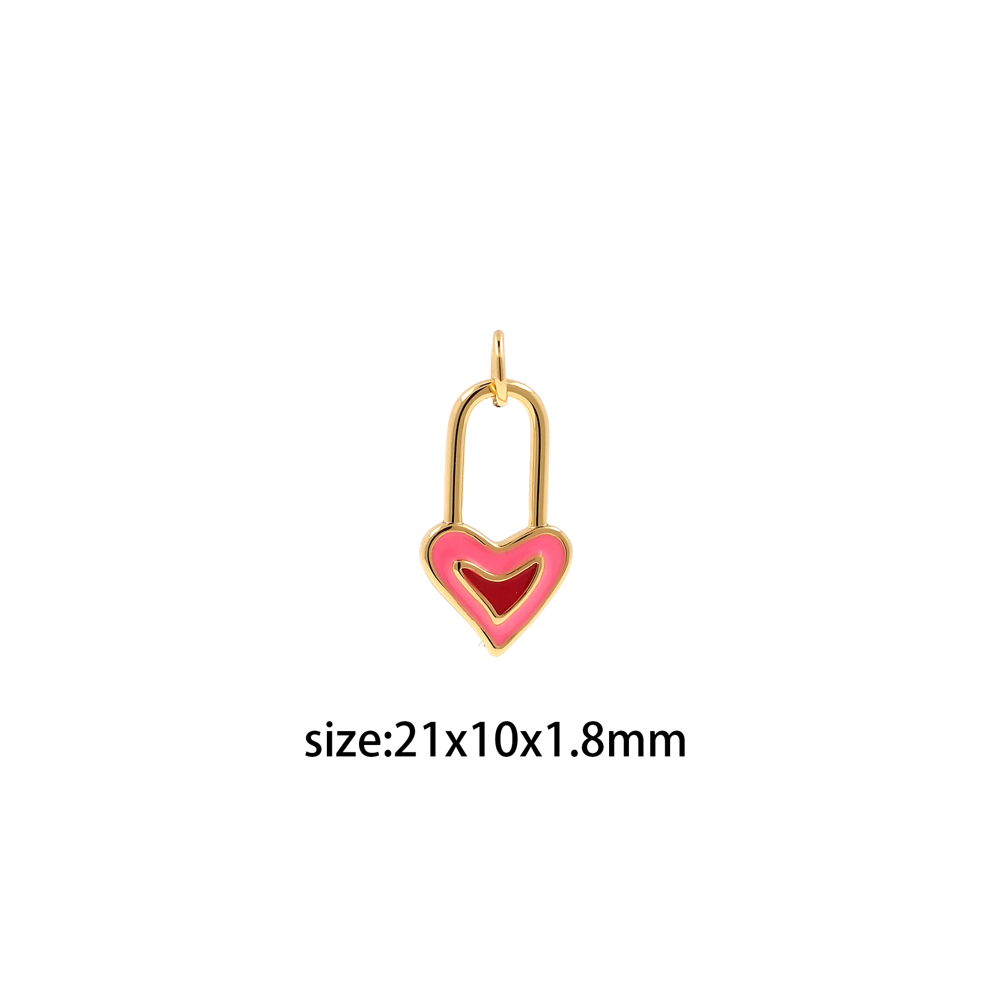 18K Gold Filled Heart Lock Pendant,Enamel Heart Lock Charm Earrings Necklace for DIY Jewelry Making Supply
