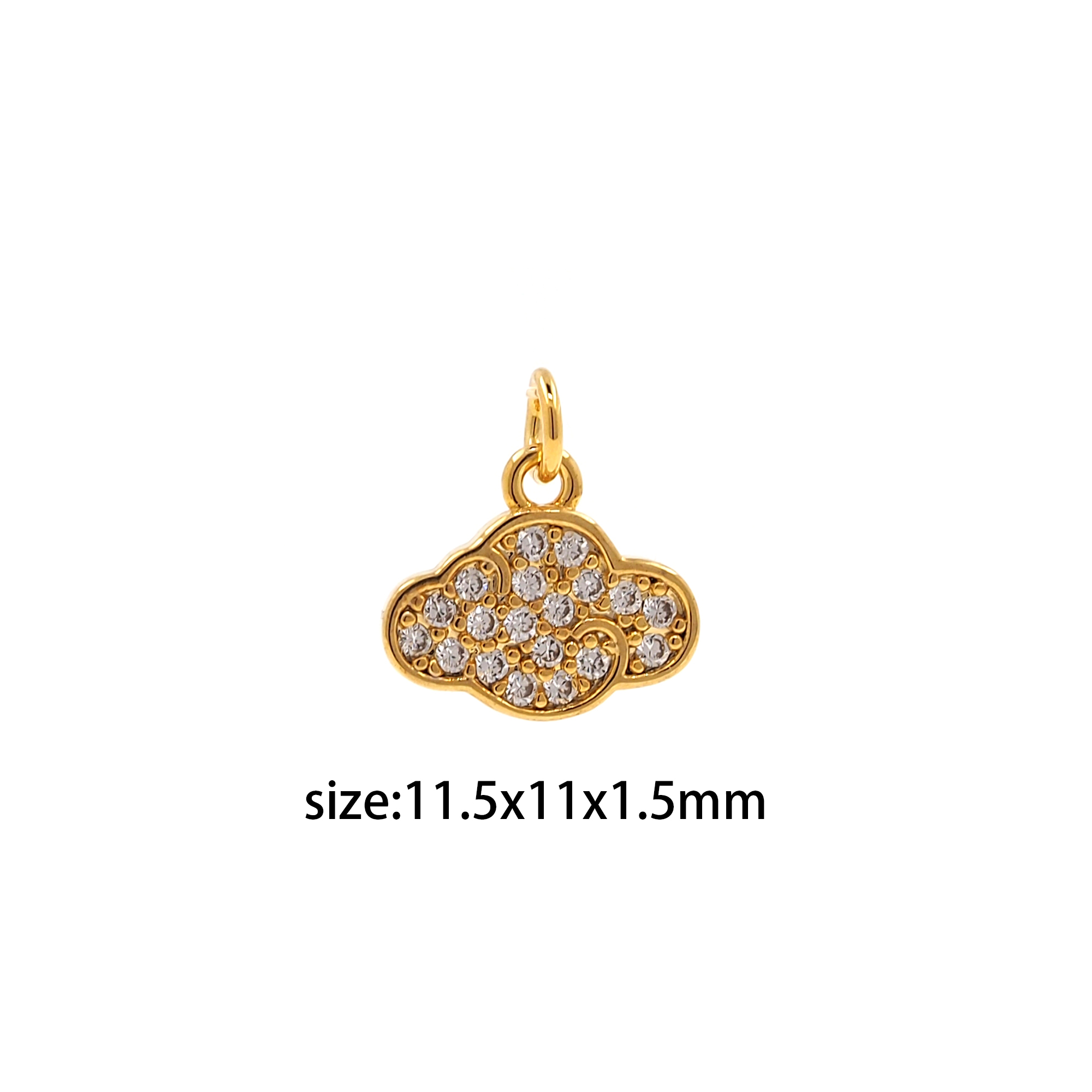 18K Gold Filled Cloud Pendant,CZ Micro Pave Cloud Charm Earrings Necklace for DIY Jewelry Making Supply