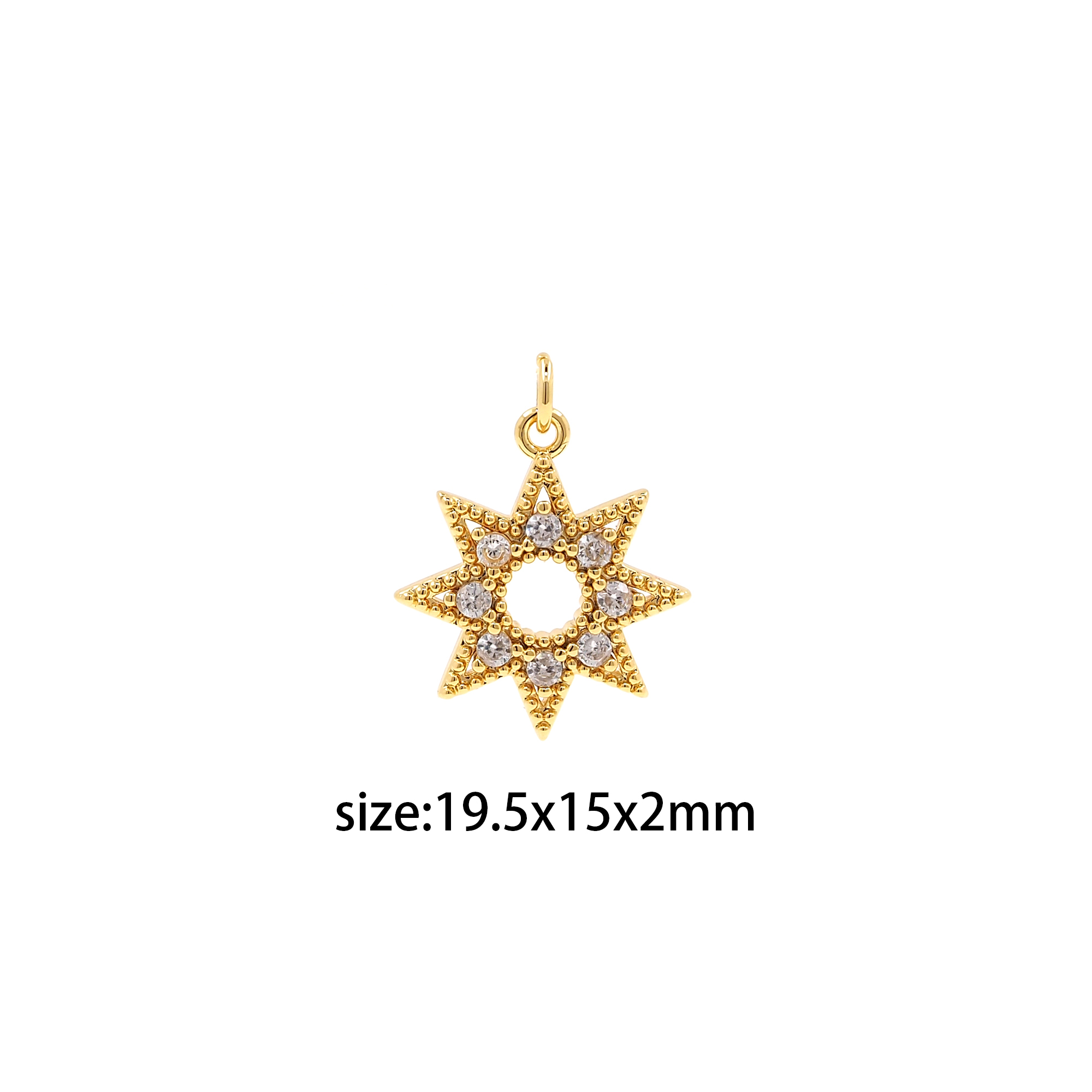18K Gold Filled Sun Pendant,CZ Micro Pave Sun Charm Earrings Necklace for DIY Jewelry Making Supply
