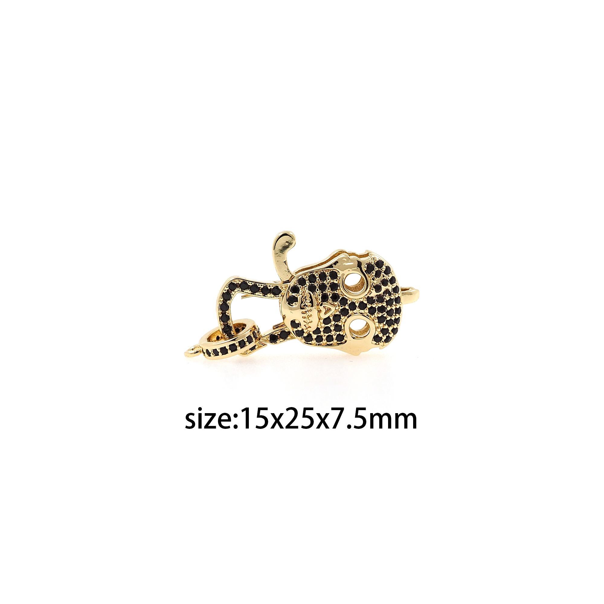 18K Gold Filled Skull Lobster Clasp,Carabiner Clasp Lock,Spring Buckle for DIY Jewelry Necklace Bracelet