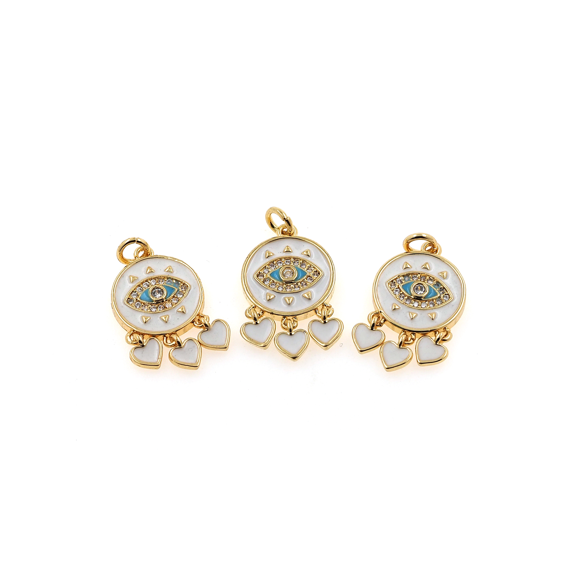 18K Gold Filled Evil Eye Pendant,Amulet Charm,Enamel Coin Eye Earrings Necklace for DIY Jewelry Making Supply