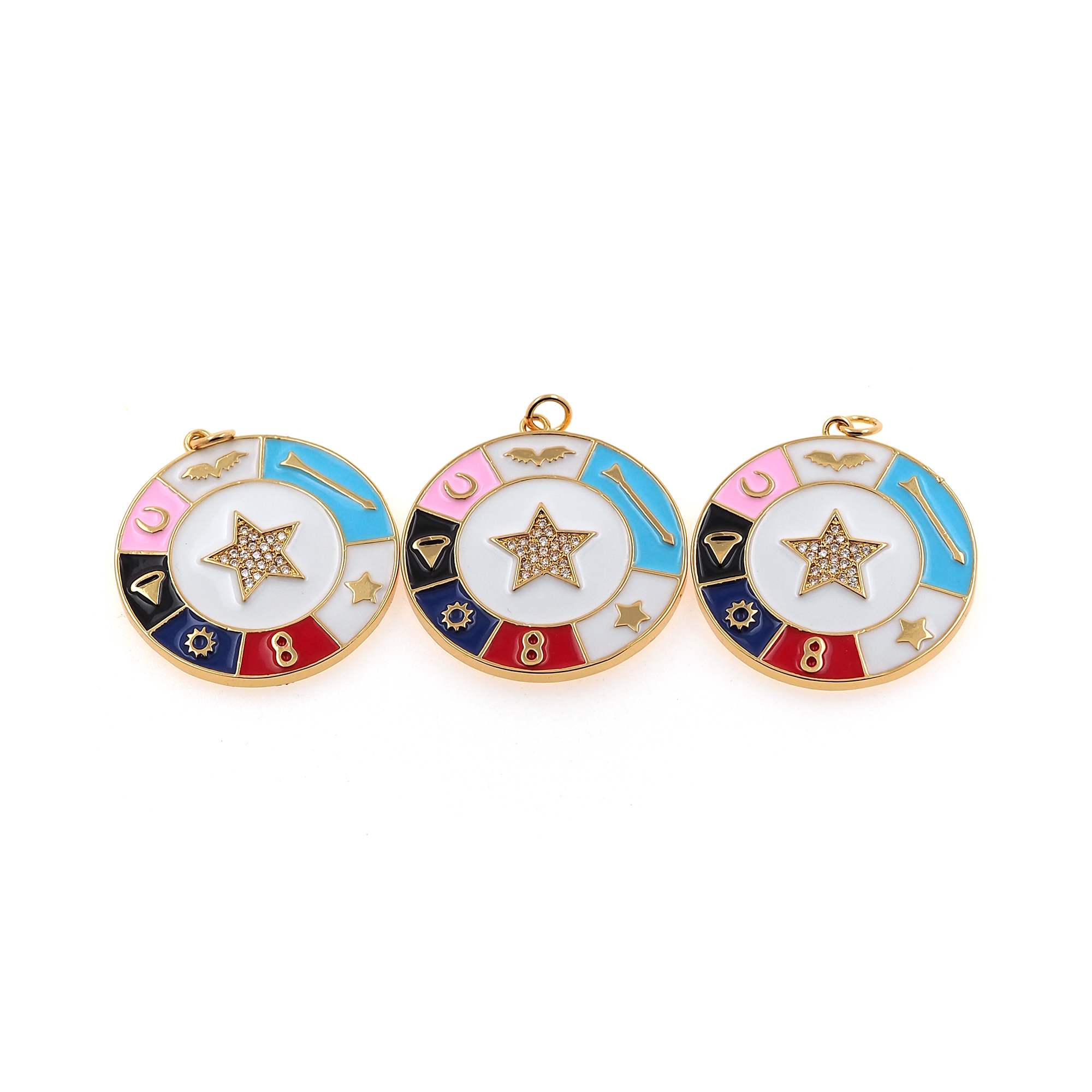 18K Gold Filled Star Pendant,Enamel Star Charm Earrings Necklace for DIY Jewelry Making Supply