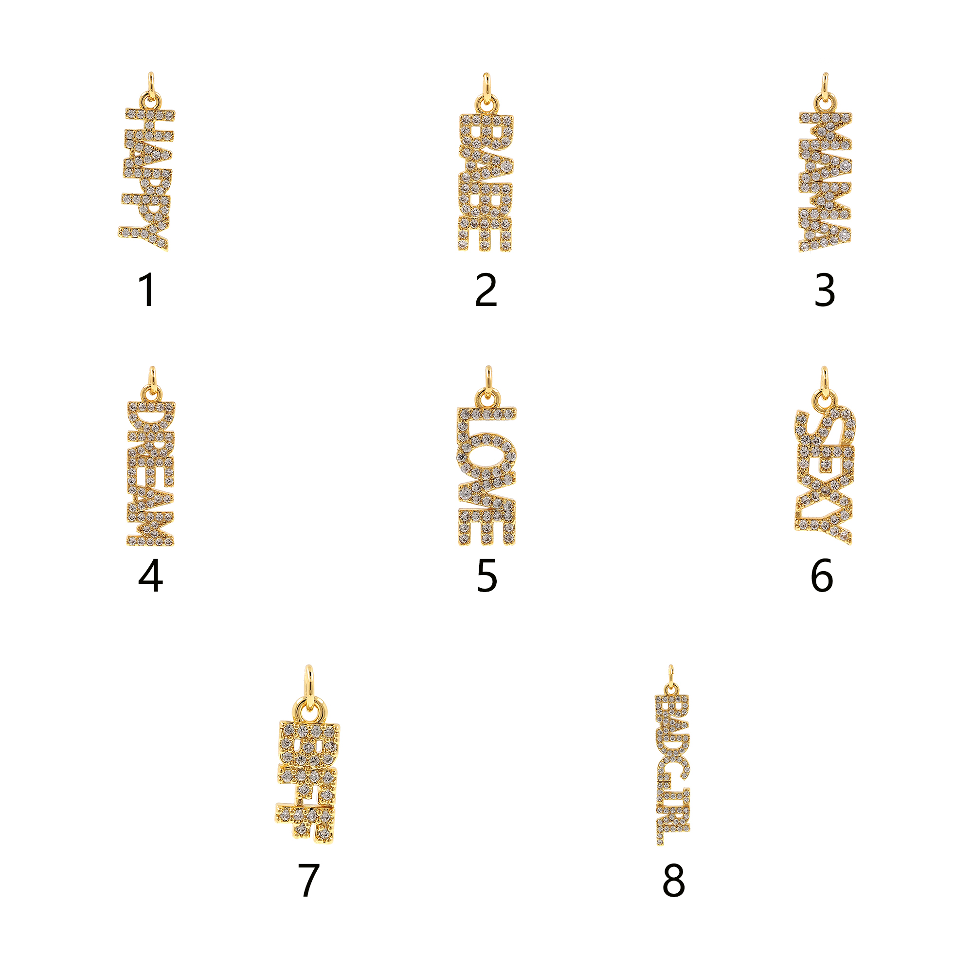 18K Gold Filled English Nameplate Pendant,CZ Micro Pave Nameplate Charm Earrings Necklace for DIY Jewelry Making Supply