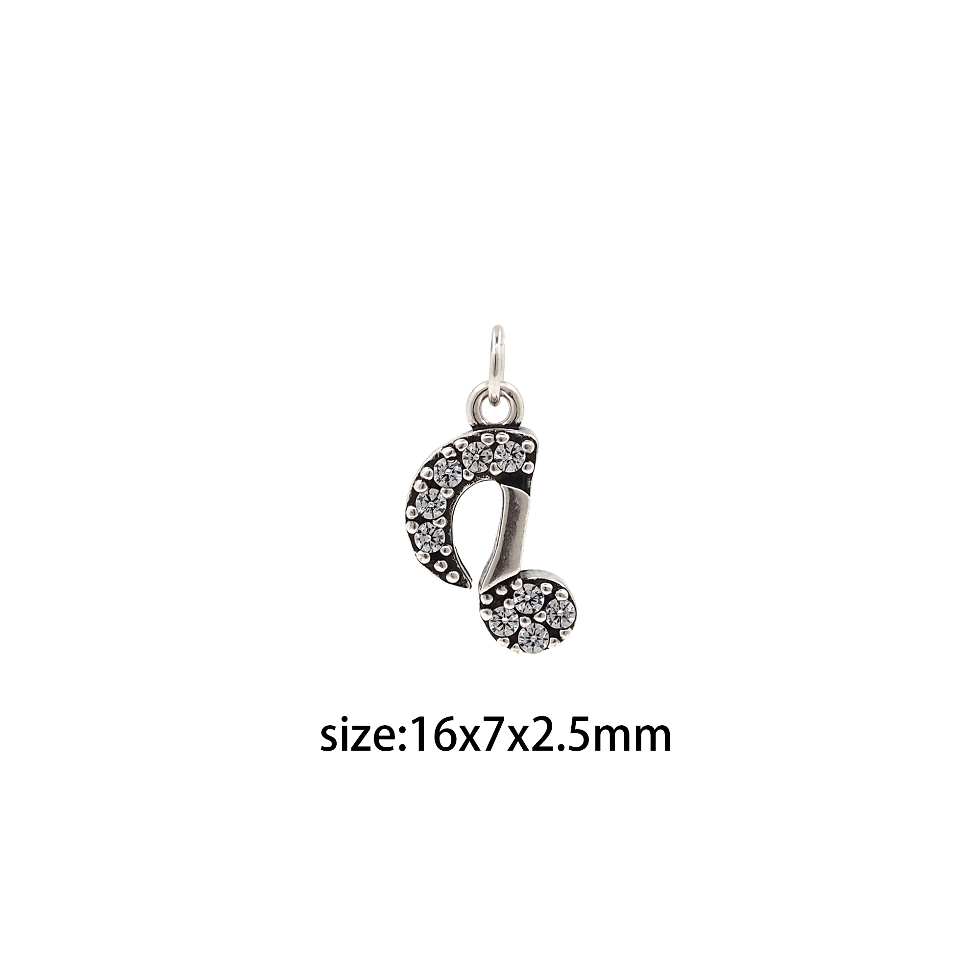 Silver Musical Note Pendant,Music Charm,CZ Micro Pave Note Earrings Necklace for DIY Jewelry Making Supply