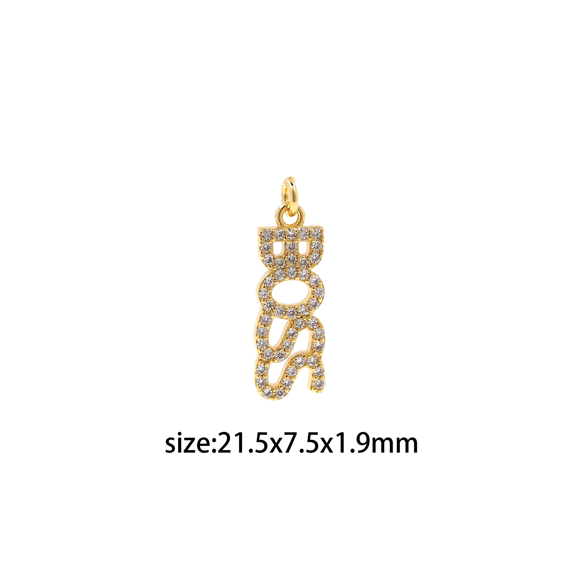 18K Gold Filled BOSS Pendant,CZ Micro Pave Boss Charm Earrings Necklace for DIY Jewelry Making Supply