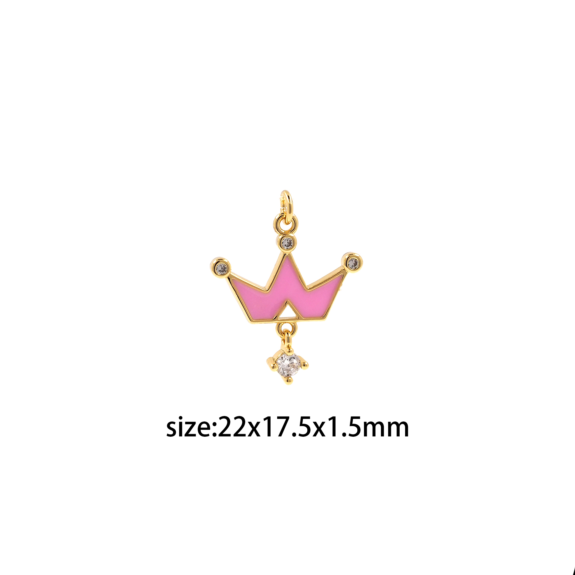 18K Gold Filled Crown Pendant,Enamel Crown Charm Earrings Necklace for DIY Jewelry Making Supply