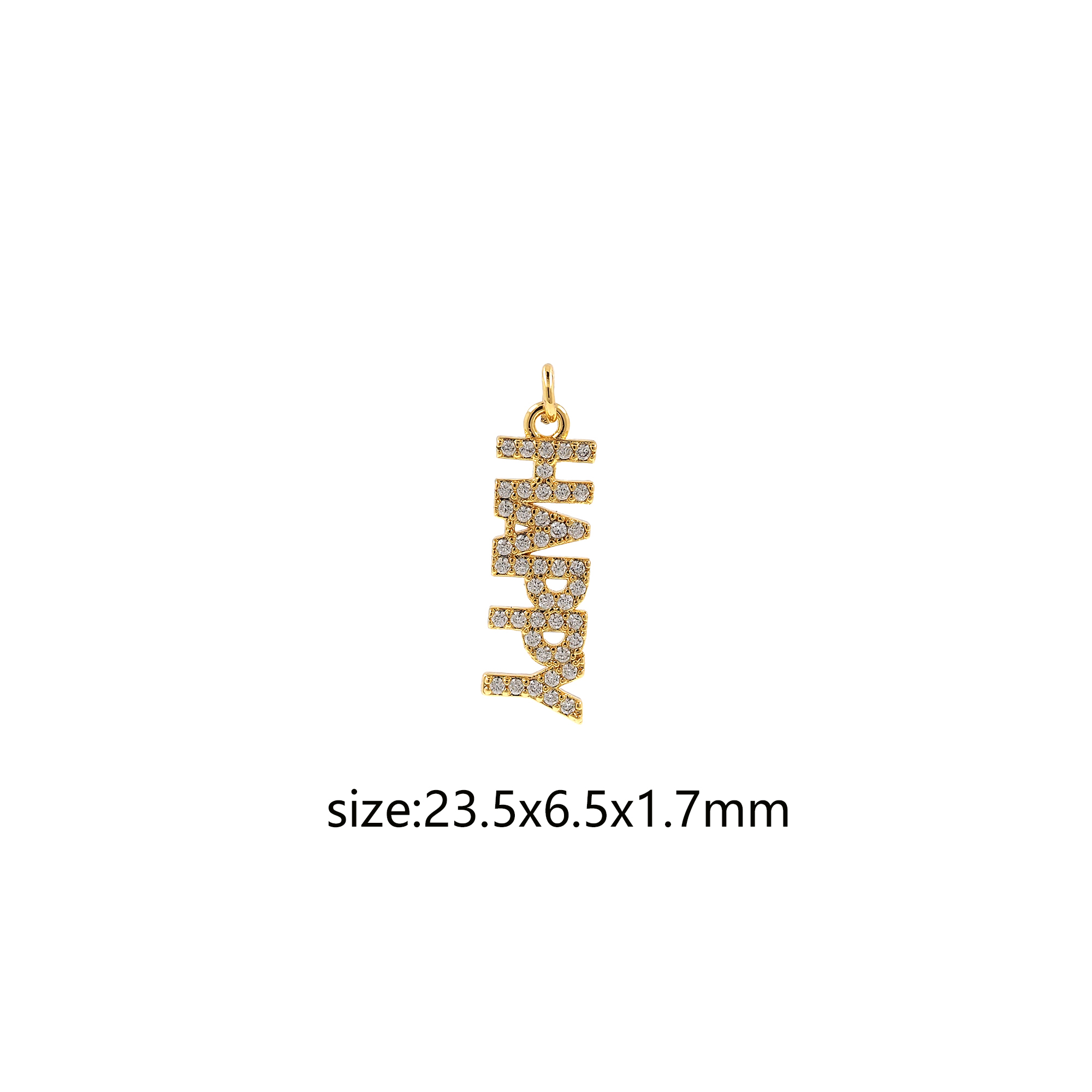 18K Gold Filled English Nameplate Pendant,CZ Micro Pave Nameplate Charm Earrings Necklace for DIY Jewelry Making Supply