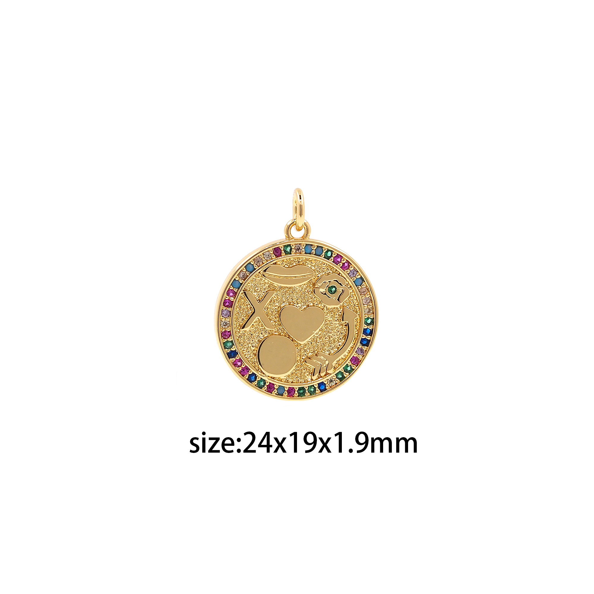 18K Gold Filled Lucky Pendant,CZ Micro Pave Luck Charm Earrings Necklace for DIY Jewelry Making Supply