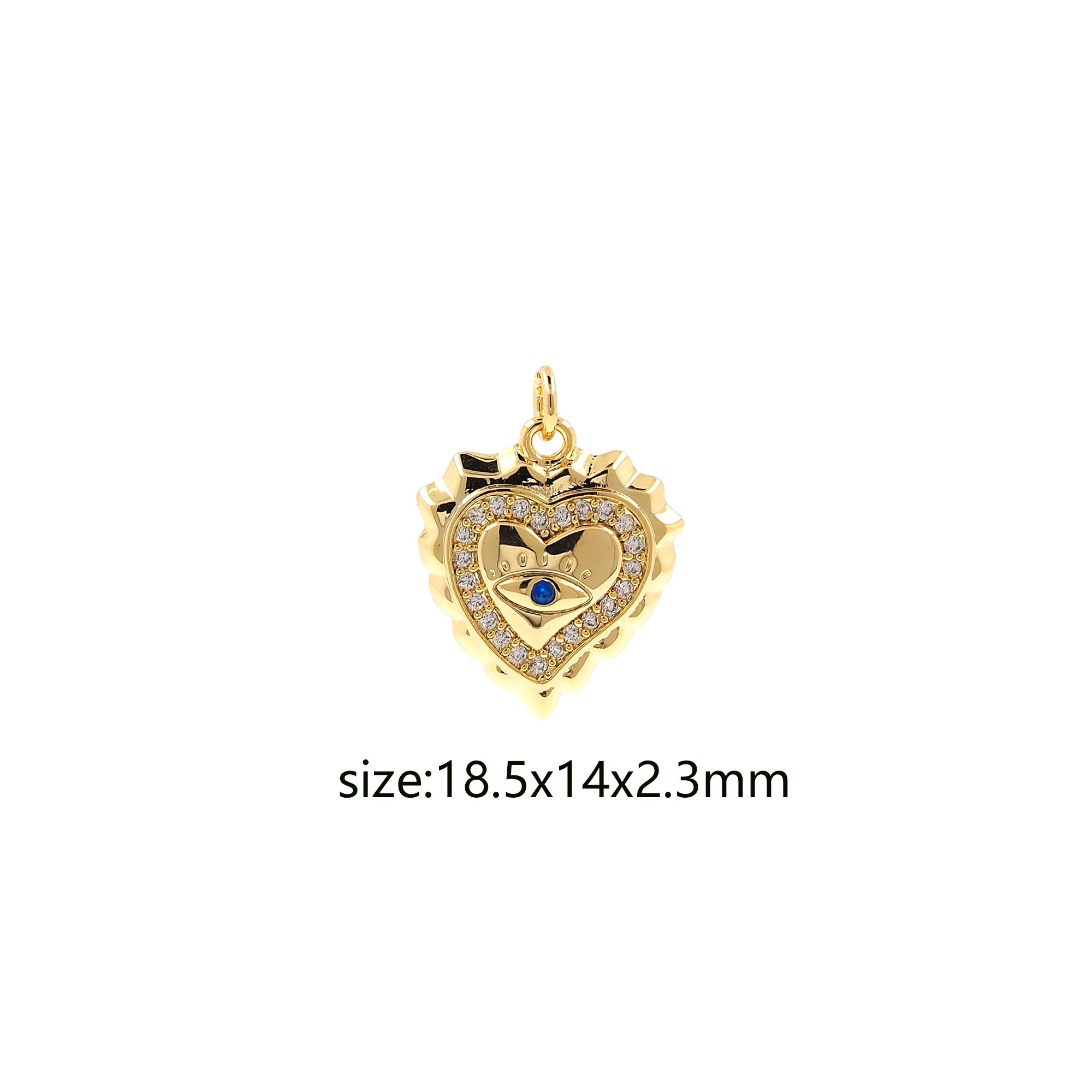 18K Gold Filled Evil Eye Pendant,Amulet Charm,CZ Micro Pave Heart Eye Earrings Necklace for DIY Jewelry Making Supply