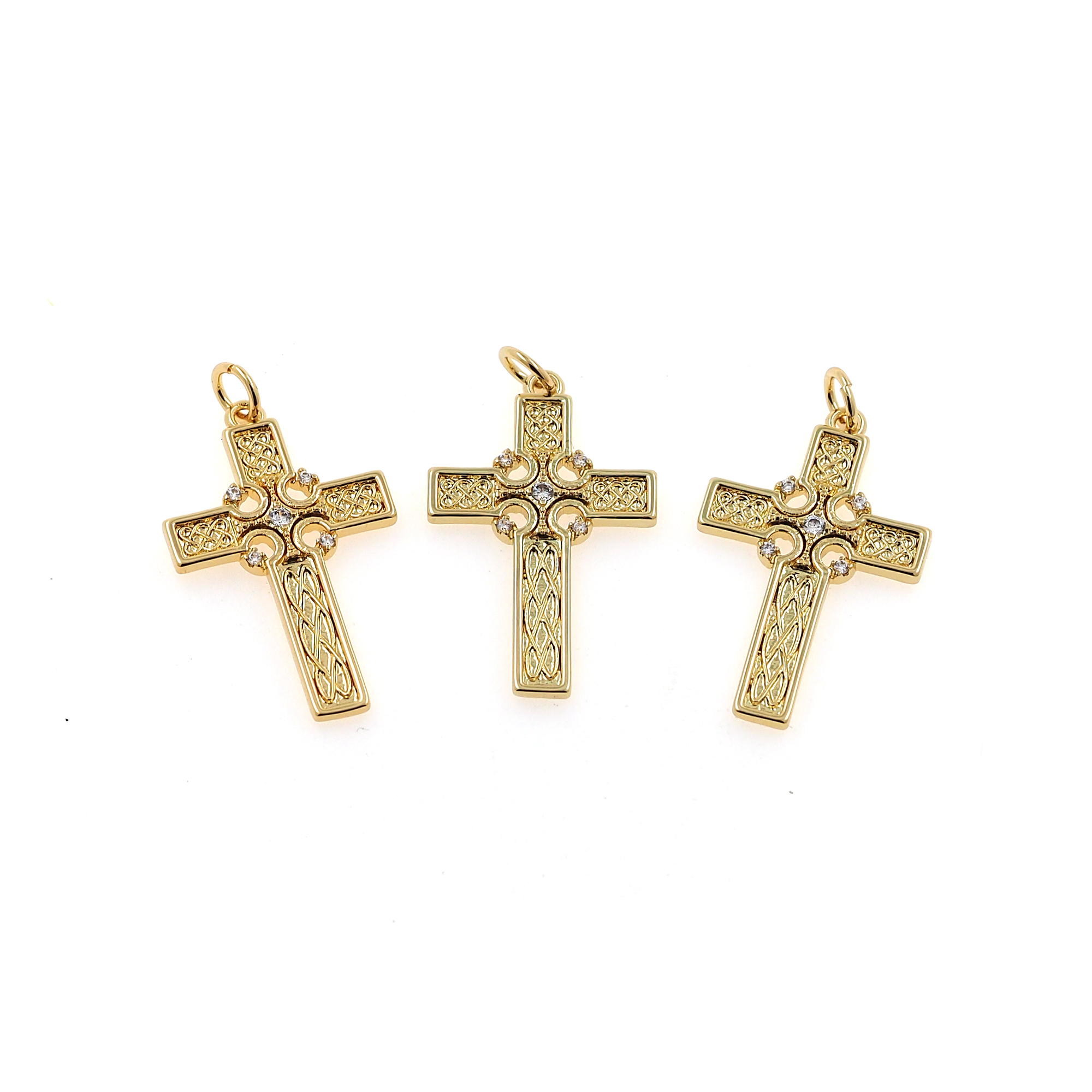 18K Gold Filled Cross Pendant,CZ Micro Pave Cross Charm Earrings Necklace for DIY Jewelry Making Supply