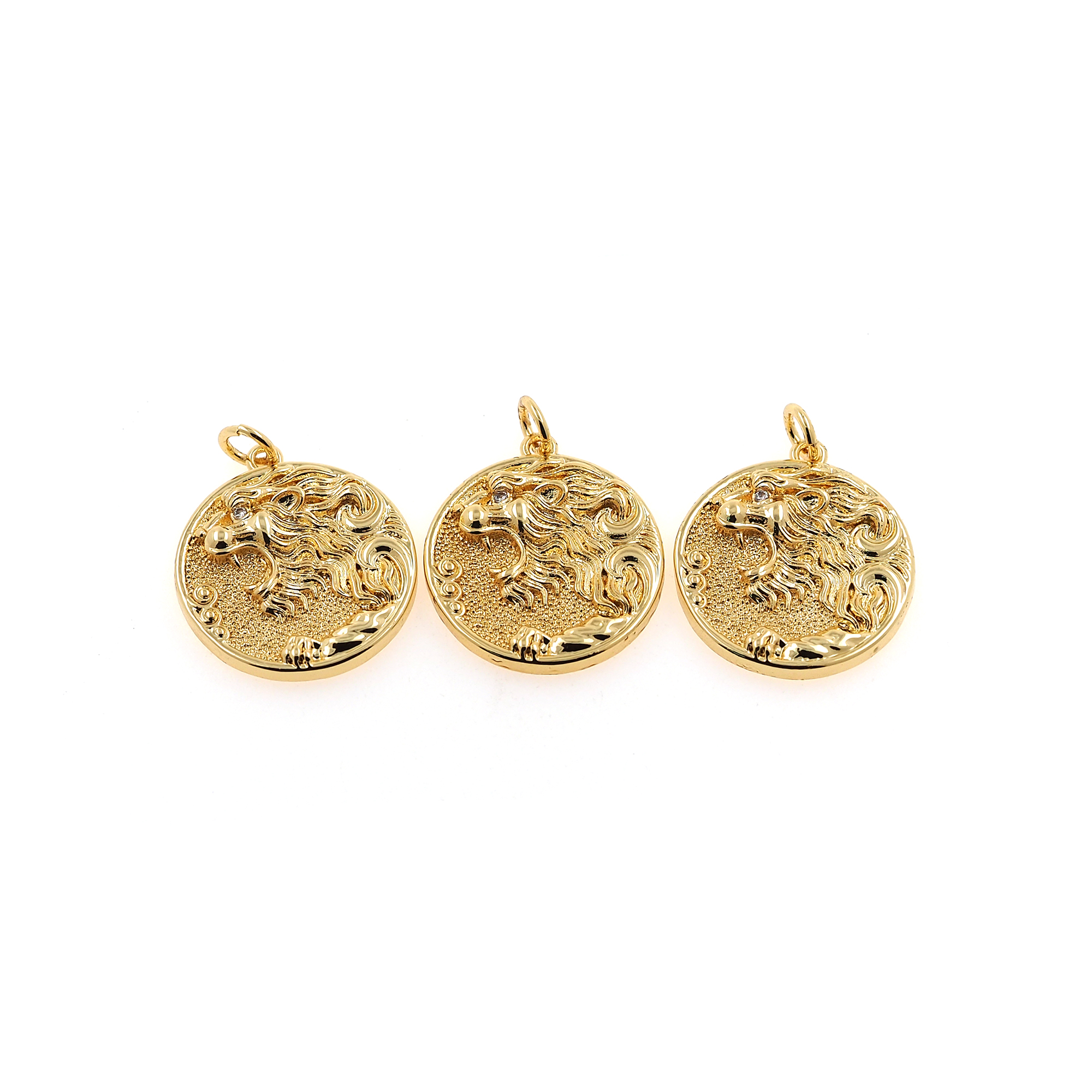 18K Gold Filled Lion Pendant,Animal Charm Earrings Necklace for DIY Jewelry Making Supply