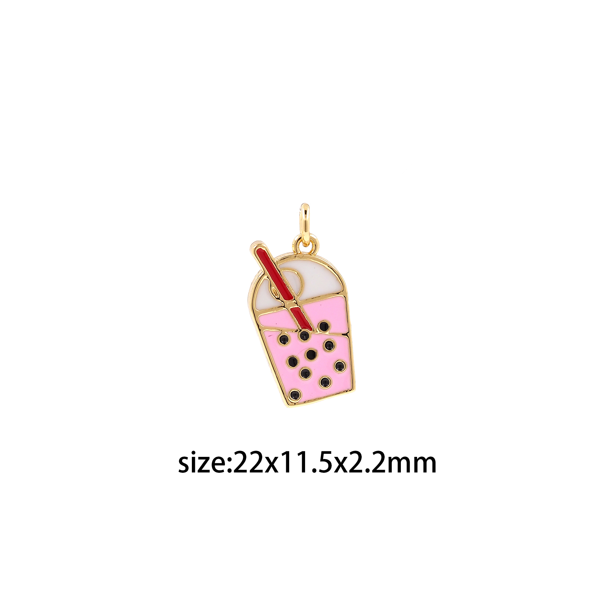 18K Gold Filled Milk Tea Pendant,Enamel Bubble Tea Earrings Necklace for DIY Jewelry Making Supply