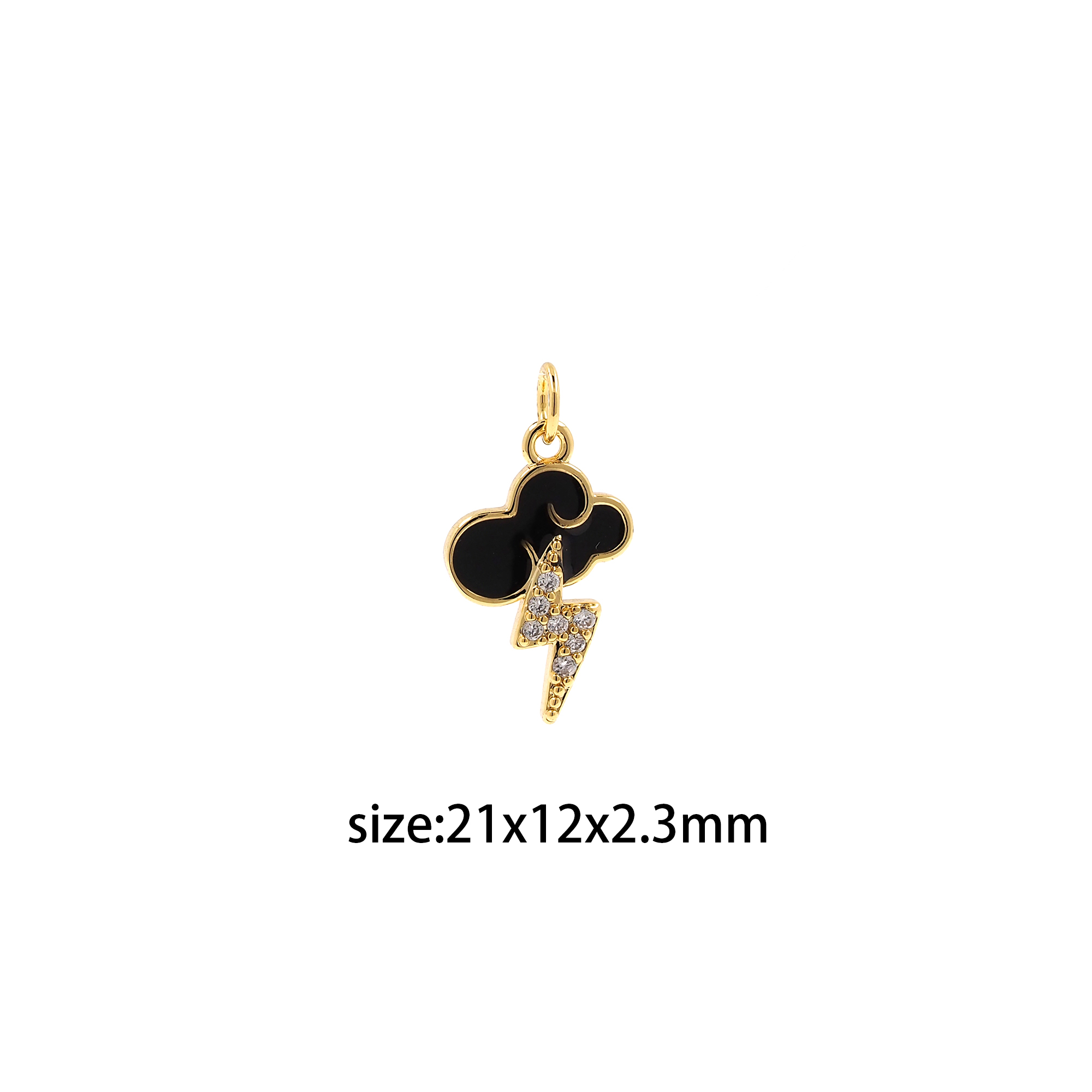 18K Gold Filled Cloud Lightning Pendant,CZ Micro Pave Lightning Charm Earrings Necklace for DIY Jewelry Making Supply