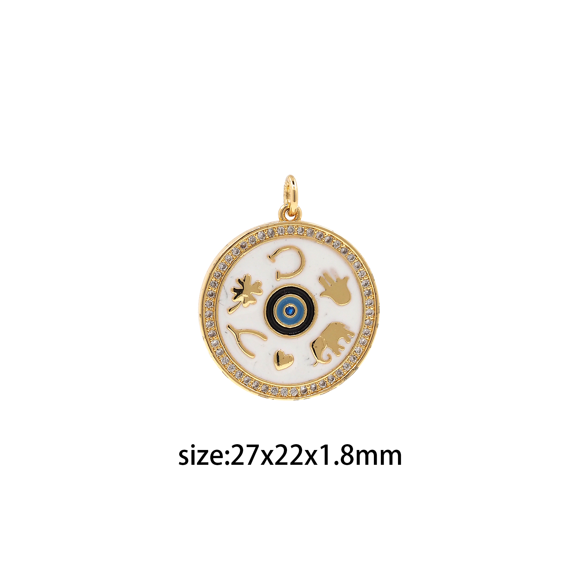 18K Gold Filled Lucky Pendant,CZ Micro Pave Luck Charm Earrings Necklace for DIY Jewelry Making Supply