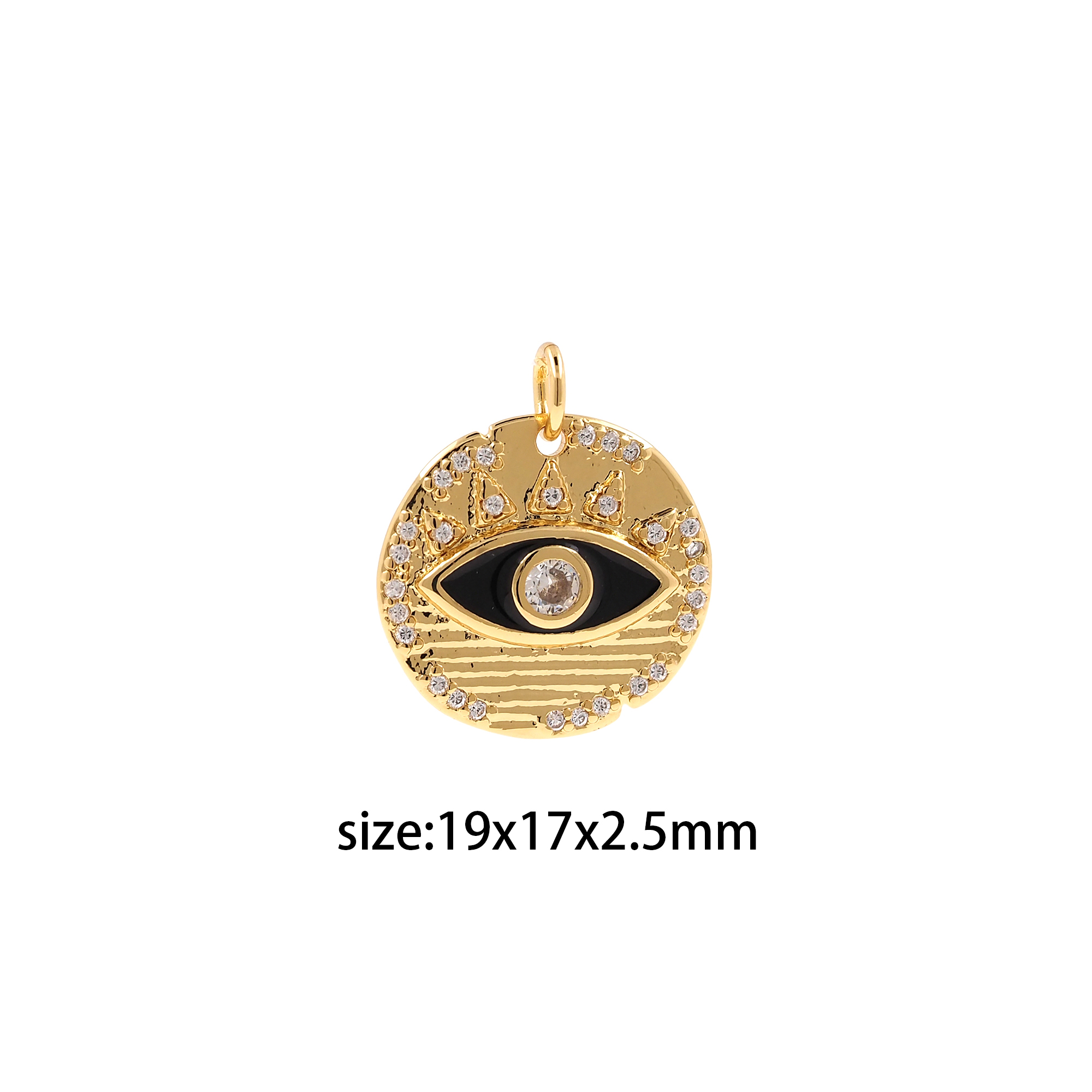18K Gold Filled Round Eye Pendant,CZ Micro Pave Evil Eye Charm Earrings Necklace for DIY Jewelry Making Supply