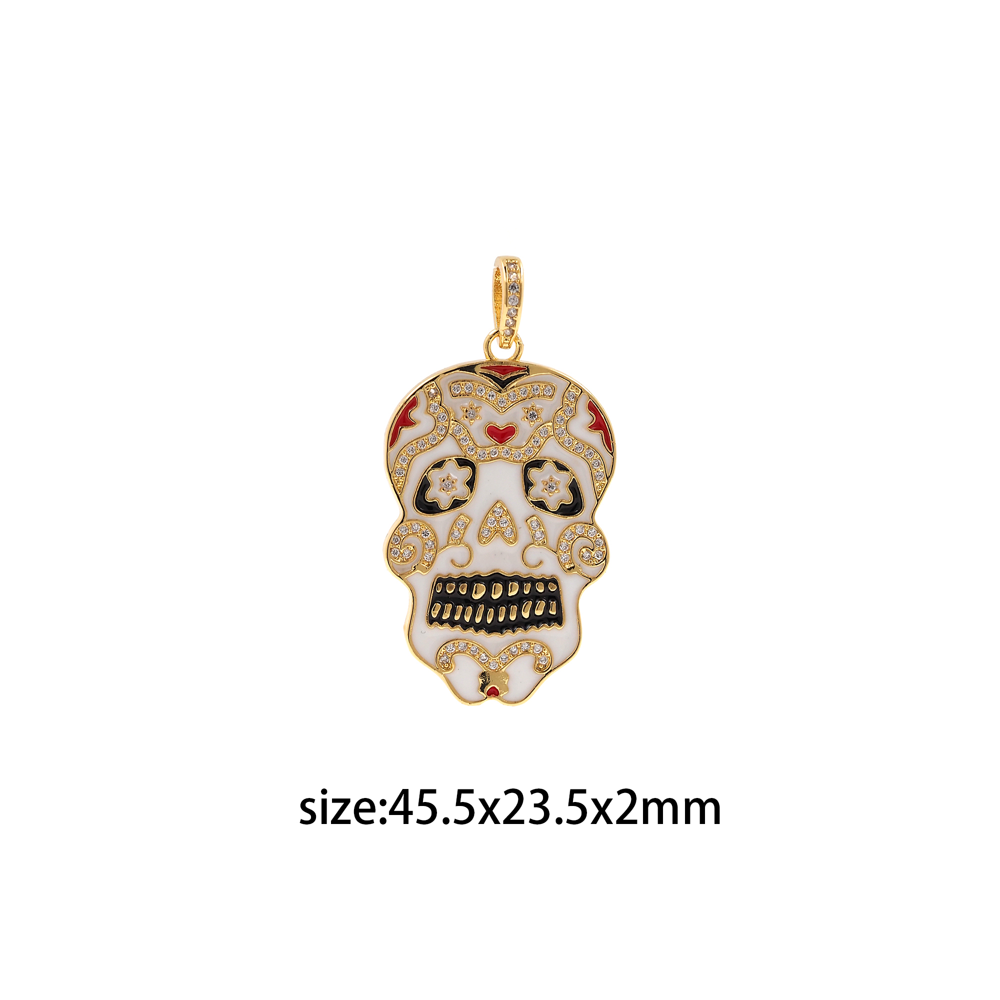18K Gold Filled Skull Pendant,Enamel Skull Charm Earrings Necklace for DIY Jewelry Making Supply