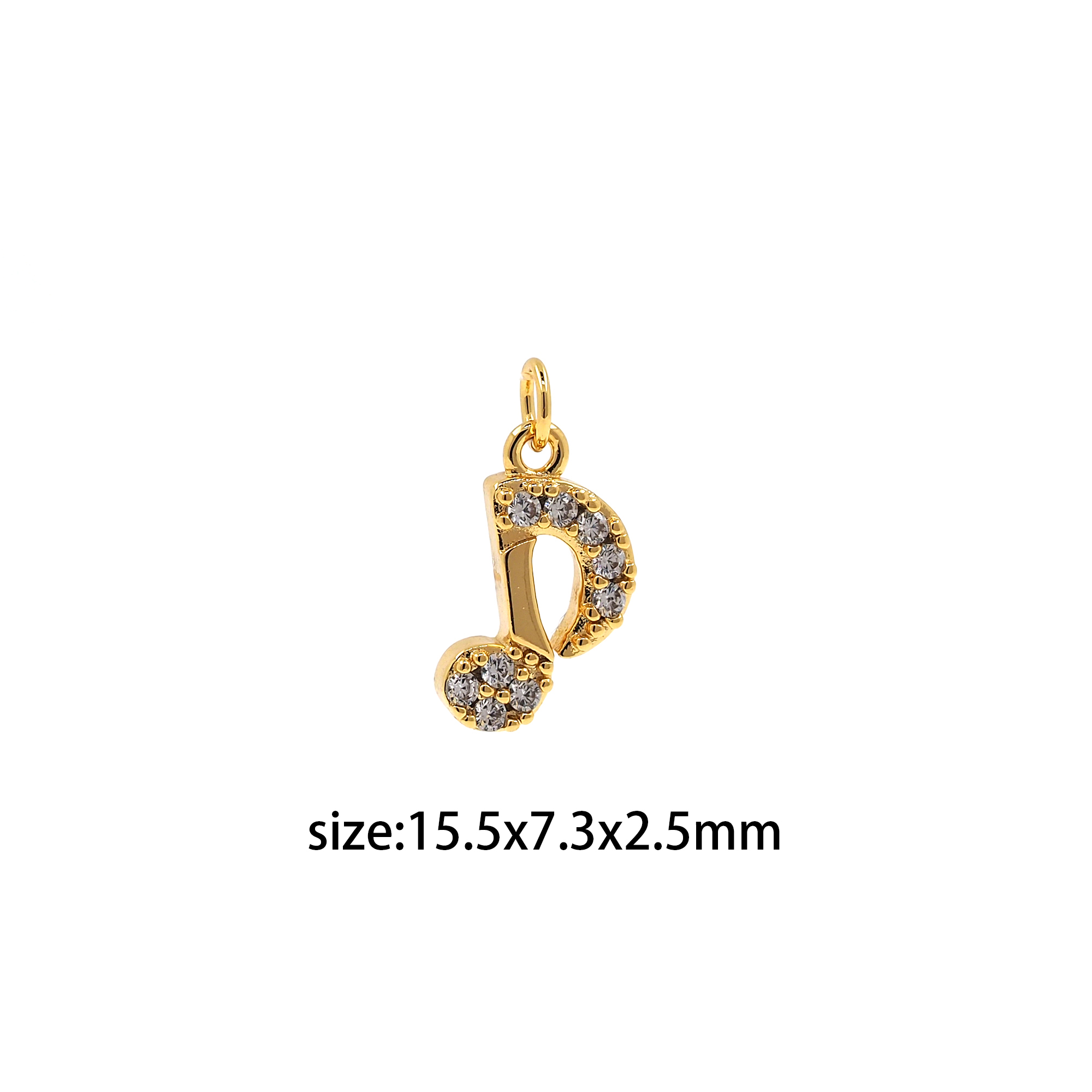 18K Gold Filled Musical Note Pendant,Music Charm,CZ Micro Pave Note Earrings Necklace for DIY Jewelry Making Supply