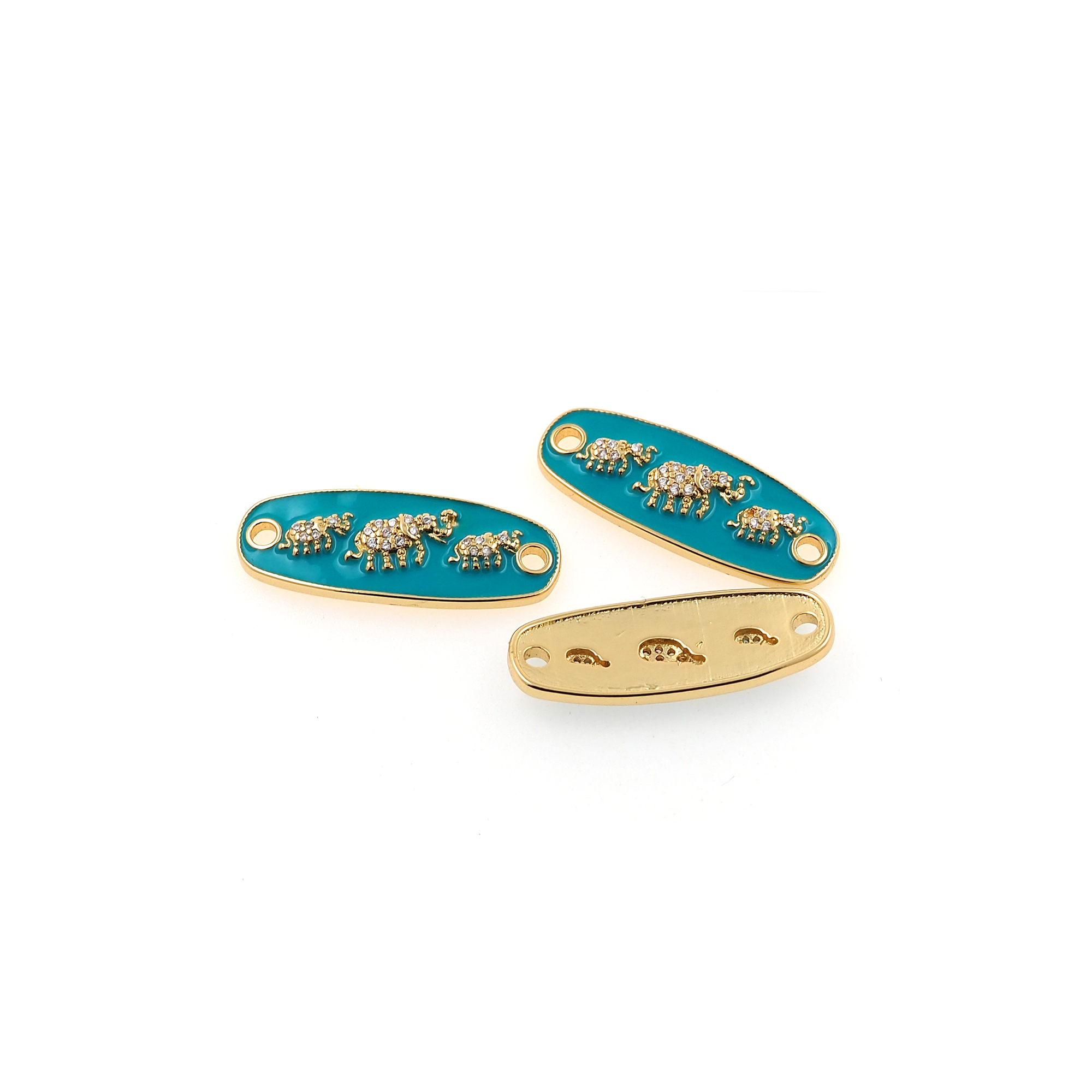 18K Gold Filled Elephant Connector,Animal Charm,Enamel Elephant Necklace Bracelet for DIY Jewelry Making Supply