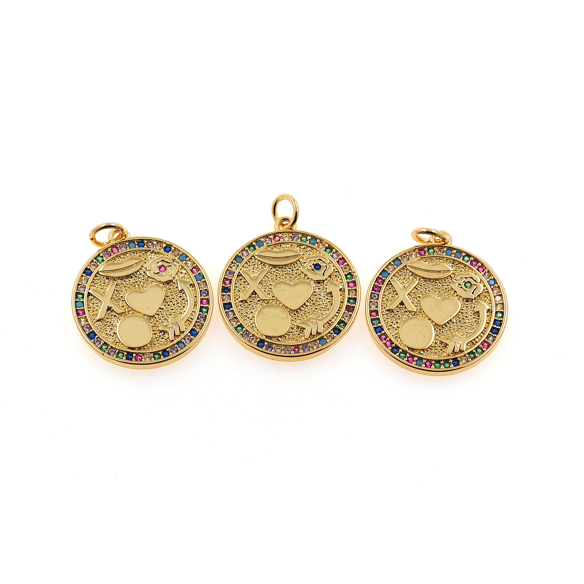 18K Gold Filled Lucky Pendant,CZ Micro Pave Luck Charm Earrings Necklace for DIY Jewelry Making Supply