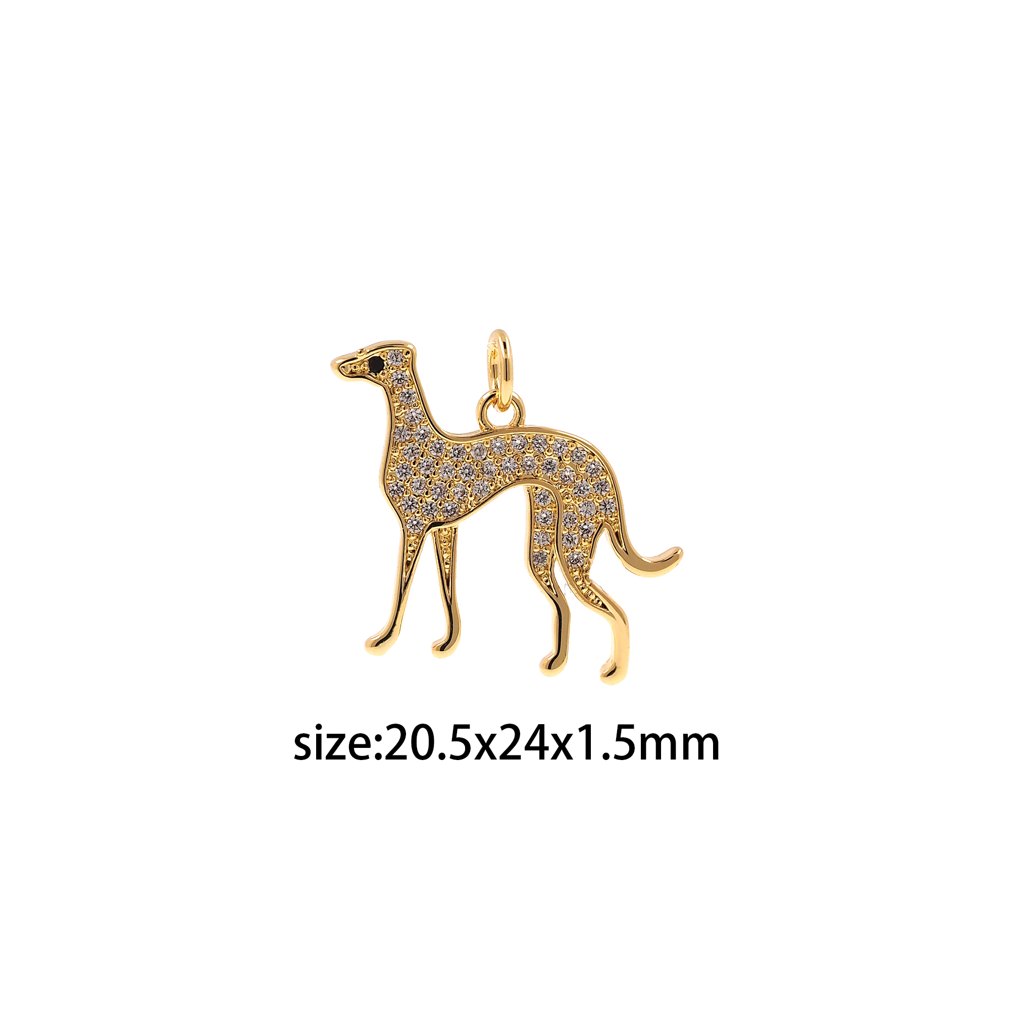 18K Gold Filled Dog Pendant,CZ Micro Pave Dog Chamr Earrings Necklace for DIY Jewelry Making Supply