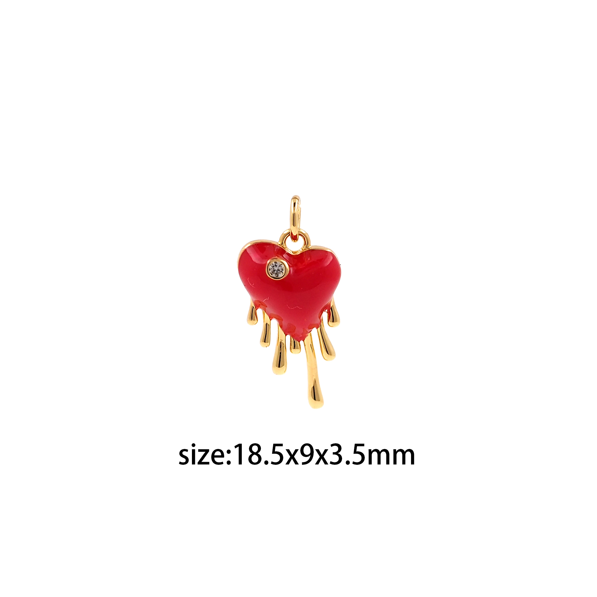 18K Gold Filled Heart Pendant,Enamel Heart Charm Earrings Necklace for DIY Jewelry Making Supply