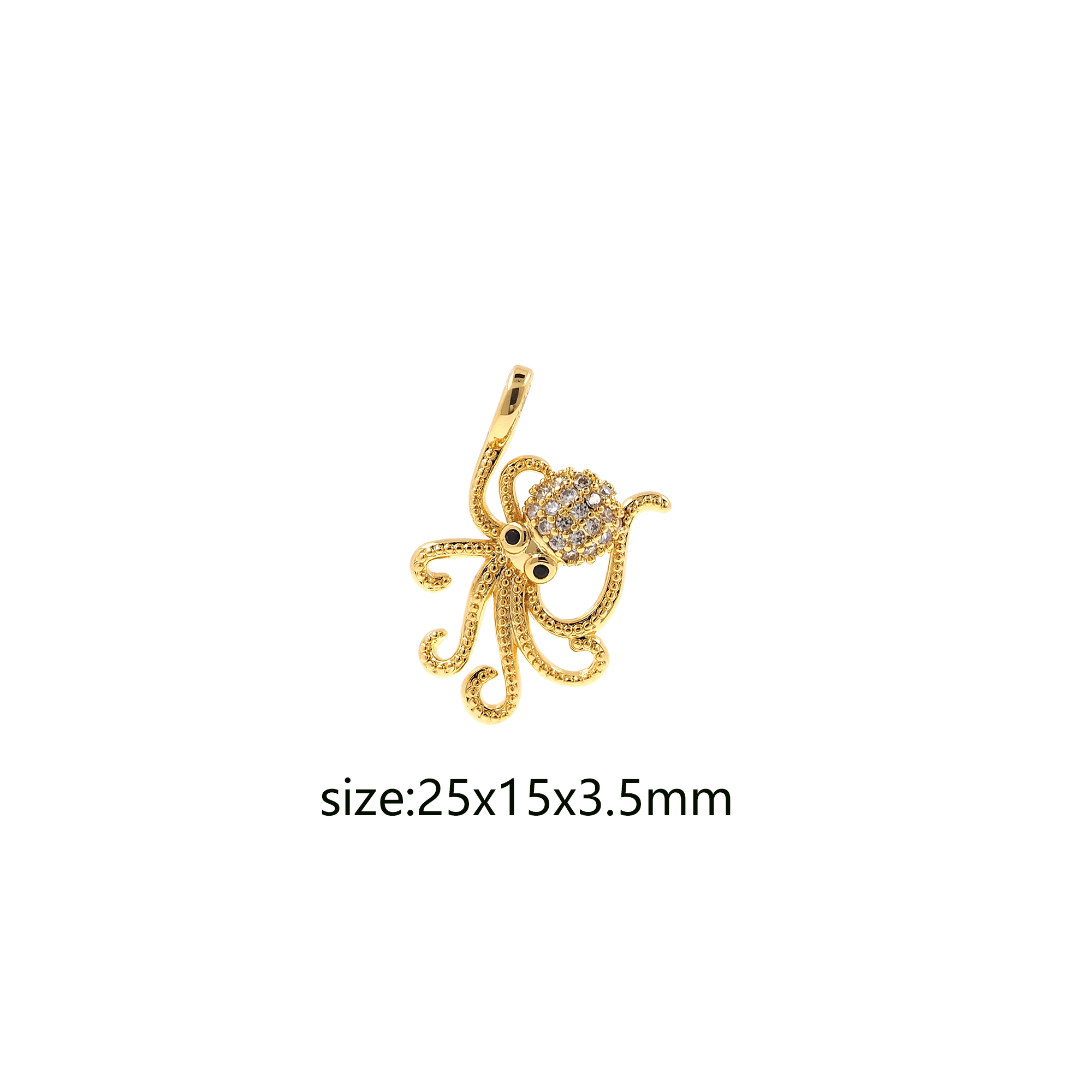18K Gold Filled Octopus Pendant,CZ Miceo Pave Octopus Charm Earrings Necklace for DIY Jewelry Making Supply