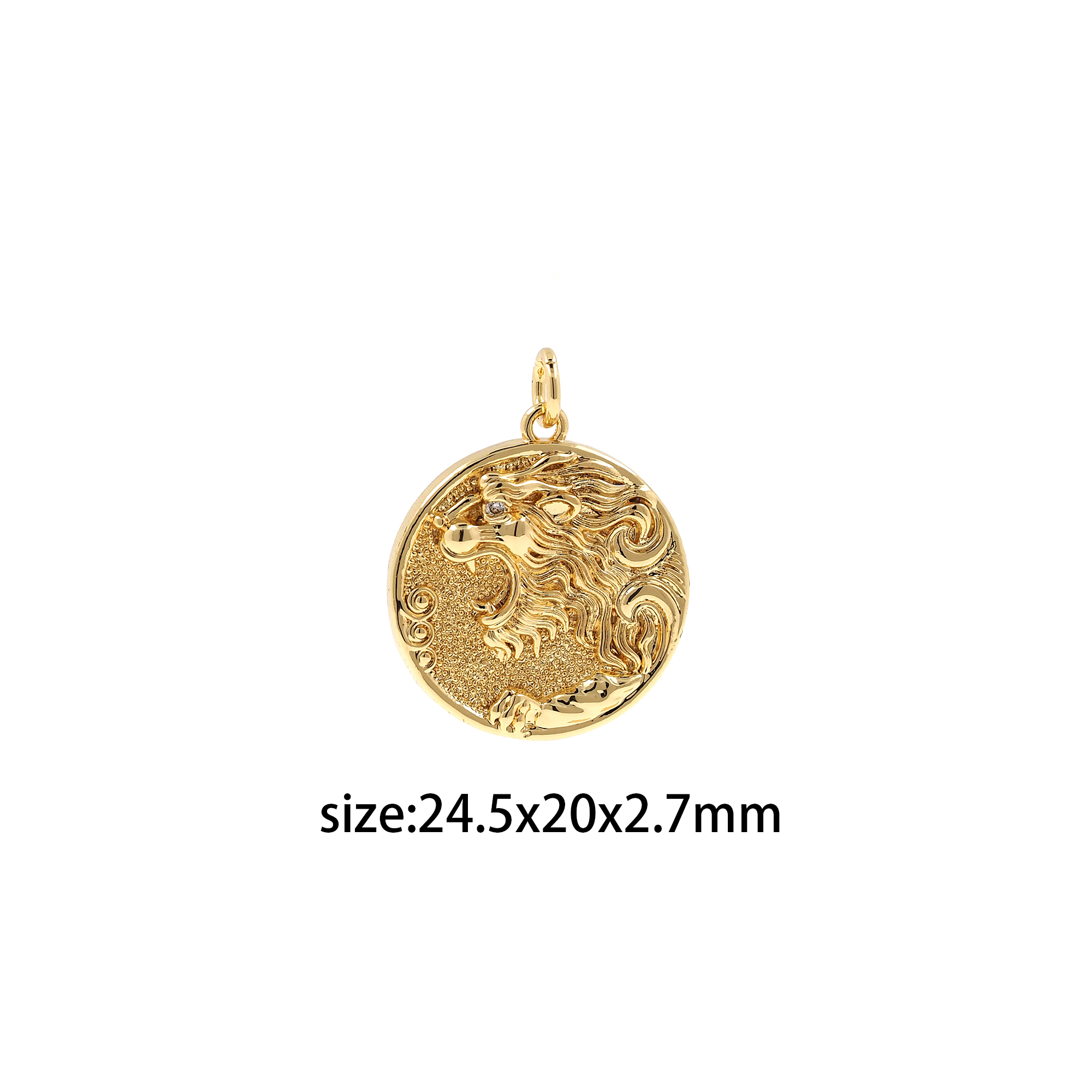 18K Gold Filled Lion Pendant,Animal Charm Earrings Necklace for DIY Jewelry Making Supply