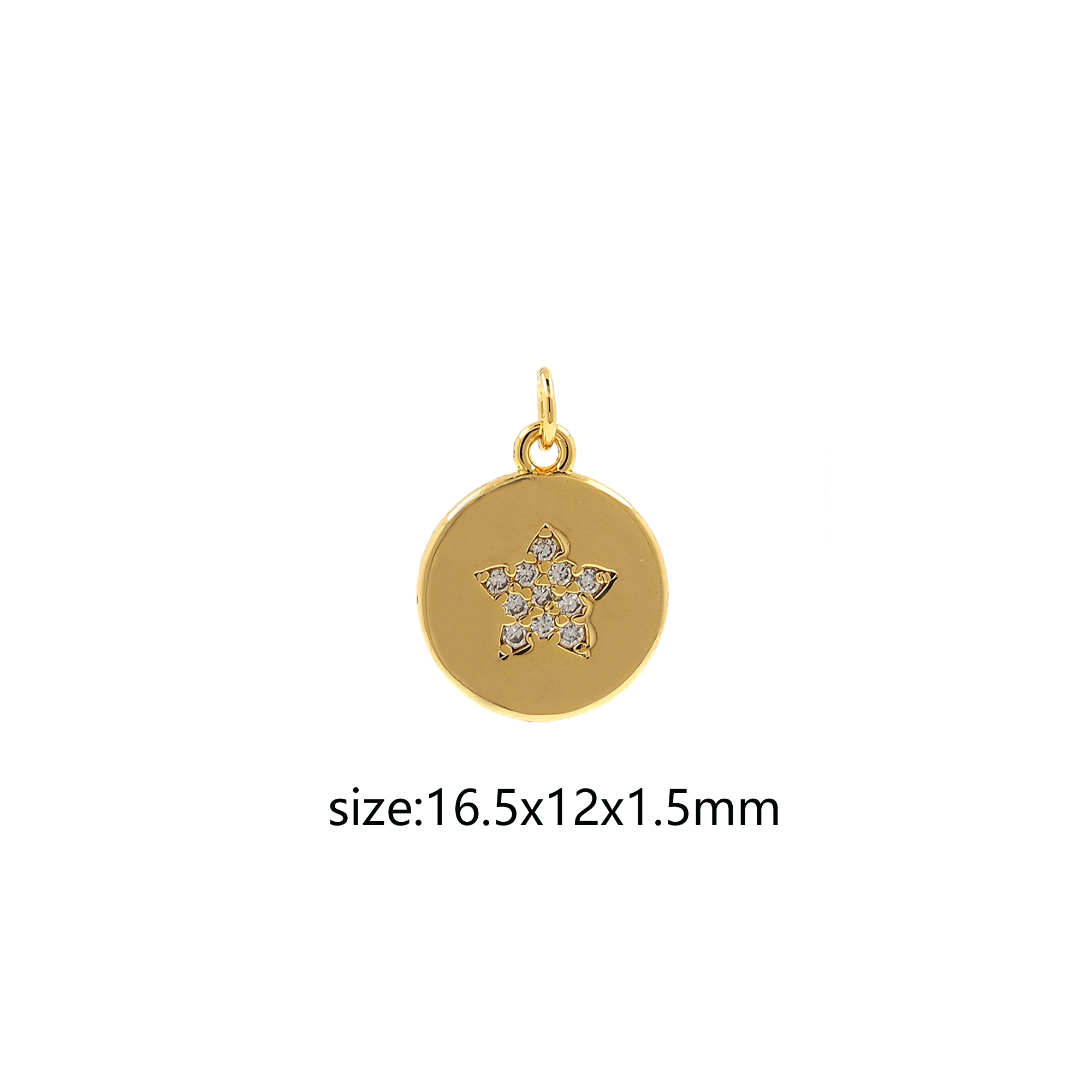18K Gold Filled Star Coin Pendant,CZ Micro Pave Star Charm Earrings Necklace for DIY Jewelry Making Supply