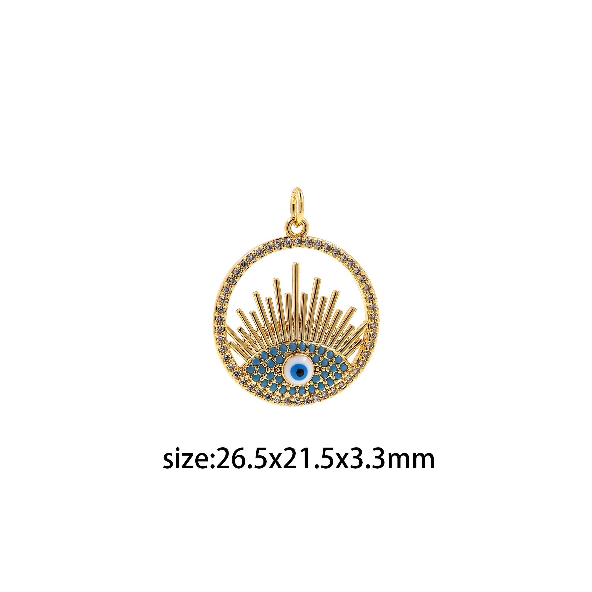 18K Gold Filled Evil Eye Pendant,CZ Micro Pave Evil Eye Charm Earrings Necklace for DIY Jewelry Making Supply