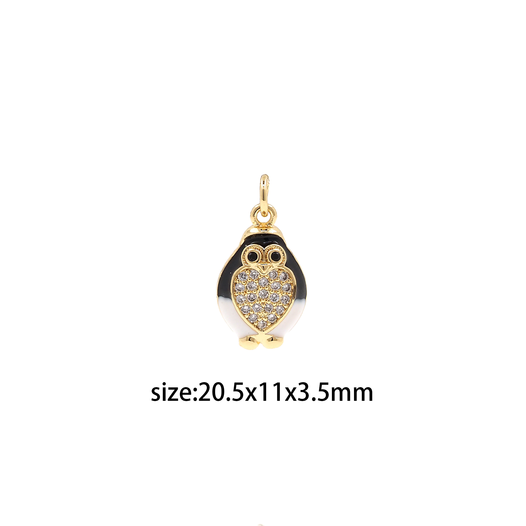 18K Gold Filled Penguin Pendant,Animal Charm,Enamel Cute Penguin Earrings Necklace for DIY Jewelry Making Supply