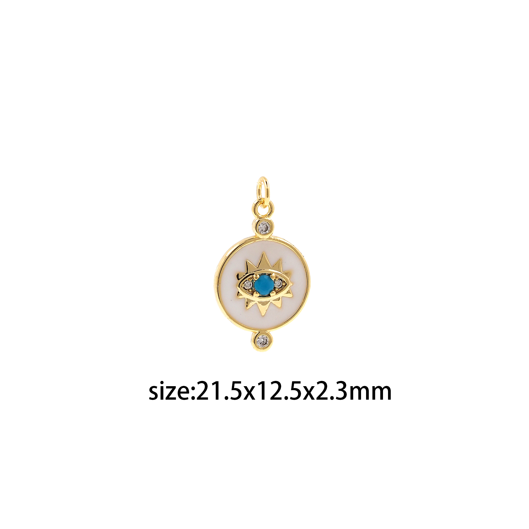18K Gold Filled Evil Eye Pendant,Amulet Charm,Enamel Coin Eye Earrings Necklace for DIY Jewelry Making Supply