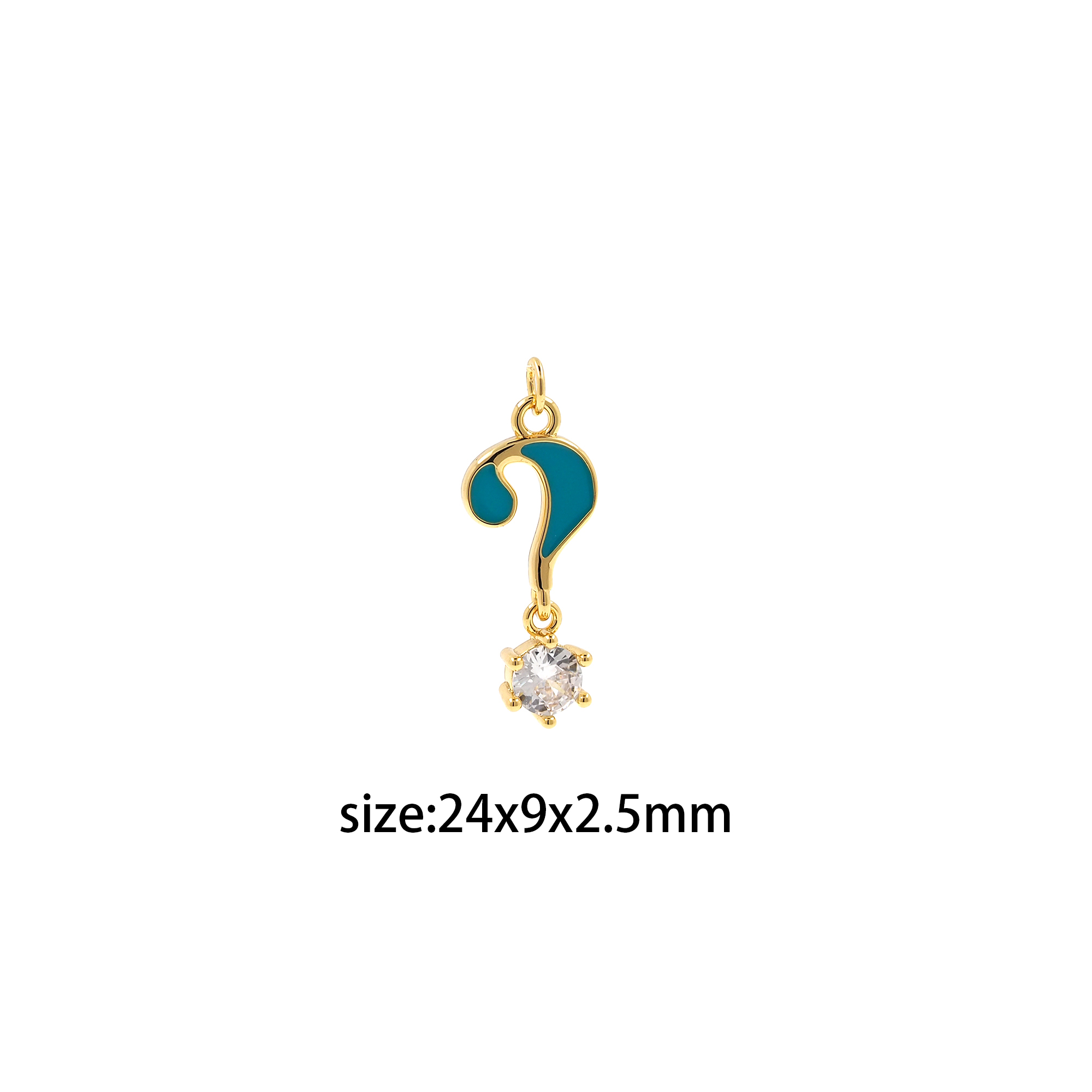 18K Gold Filled Question Mark Pendant,Symbol Charm,Enamel Question Mark Earrings Necklace for DIY Jewelry Making Supply
