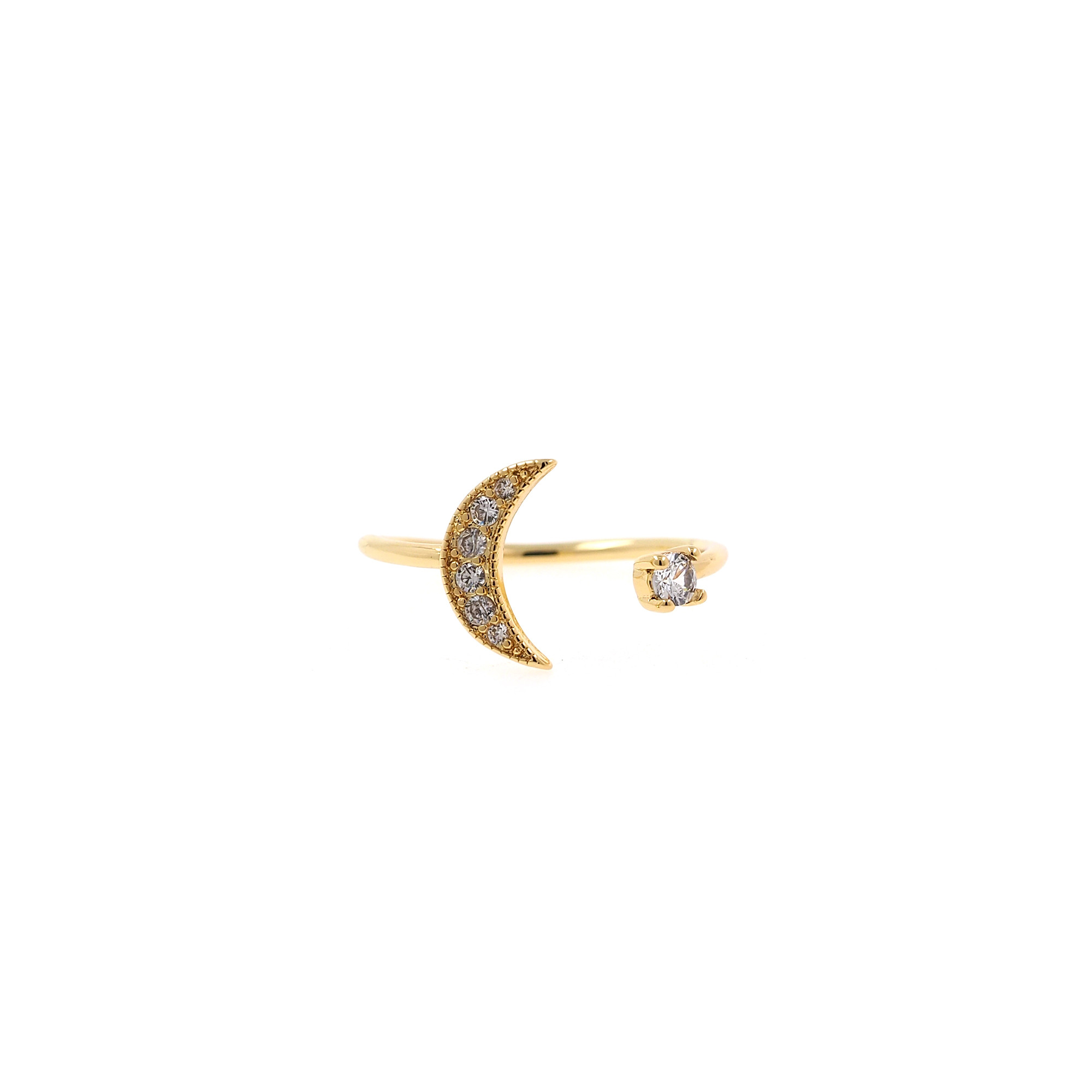 18K Gold Filled Moon Rings,CZ Moon Rings,Celestial Ring,Adjustable Ring,Dainty Ring,Open Ring