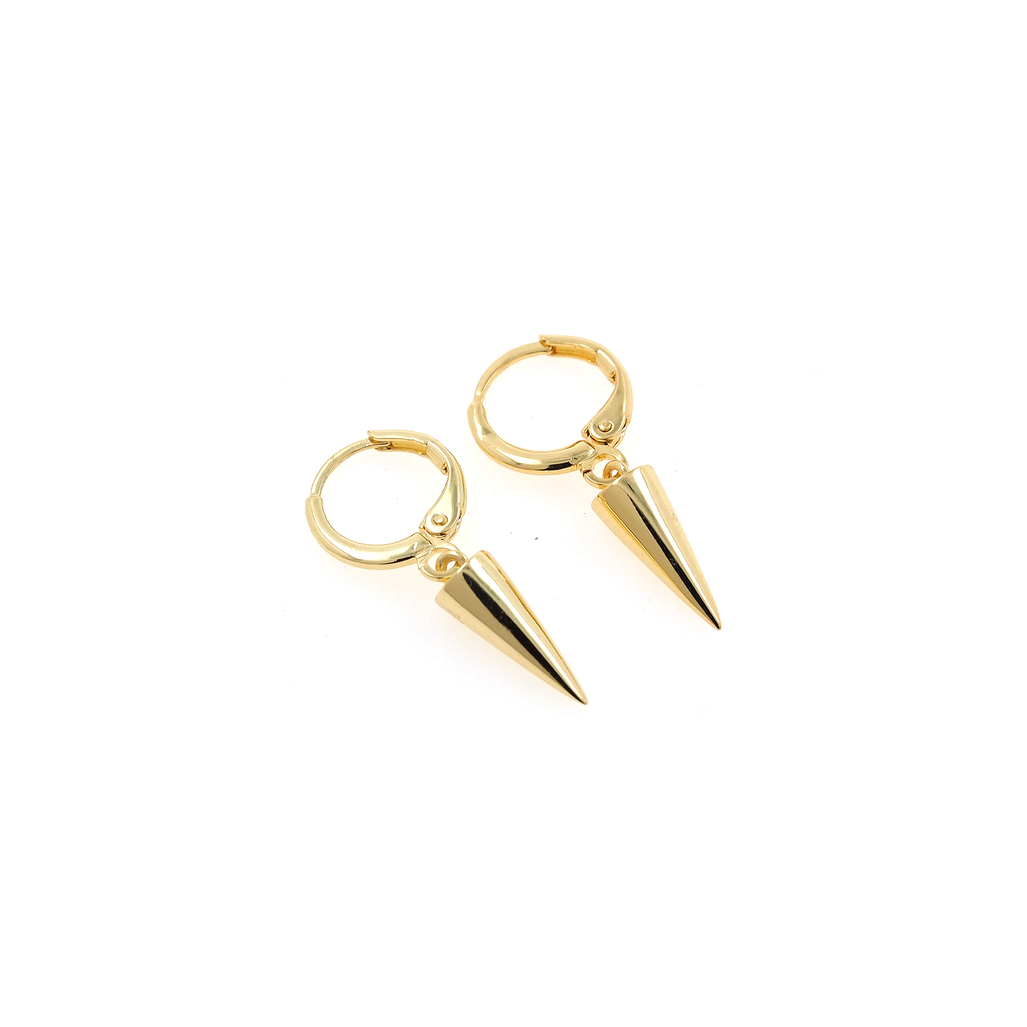 18K Gold Filled Spiked Hoops,Gold Spike Charm Earrings,Minimalism Hoops,Drop Earring