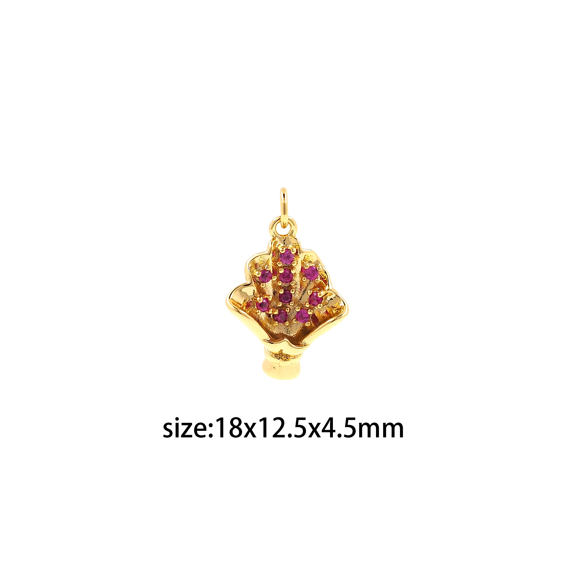 18K Gold Filled Flower Pendant,CZ Micro Pave Floral Charm Earrings Necklace for DIY Jewelry Making Supply