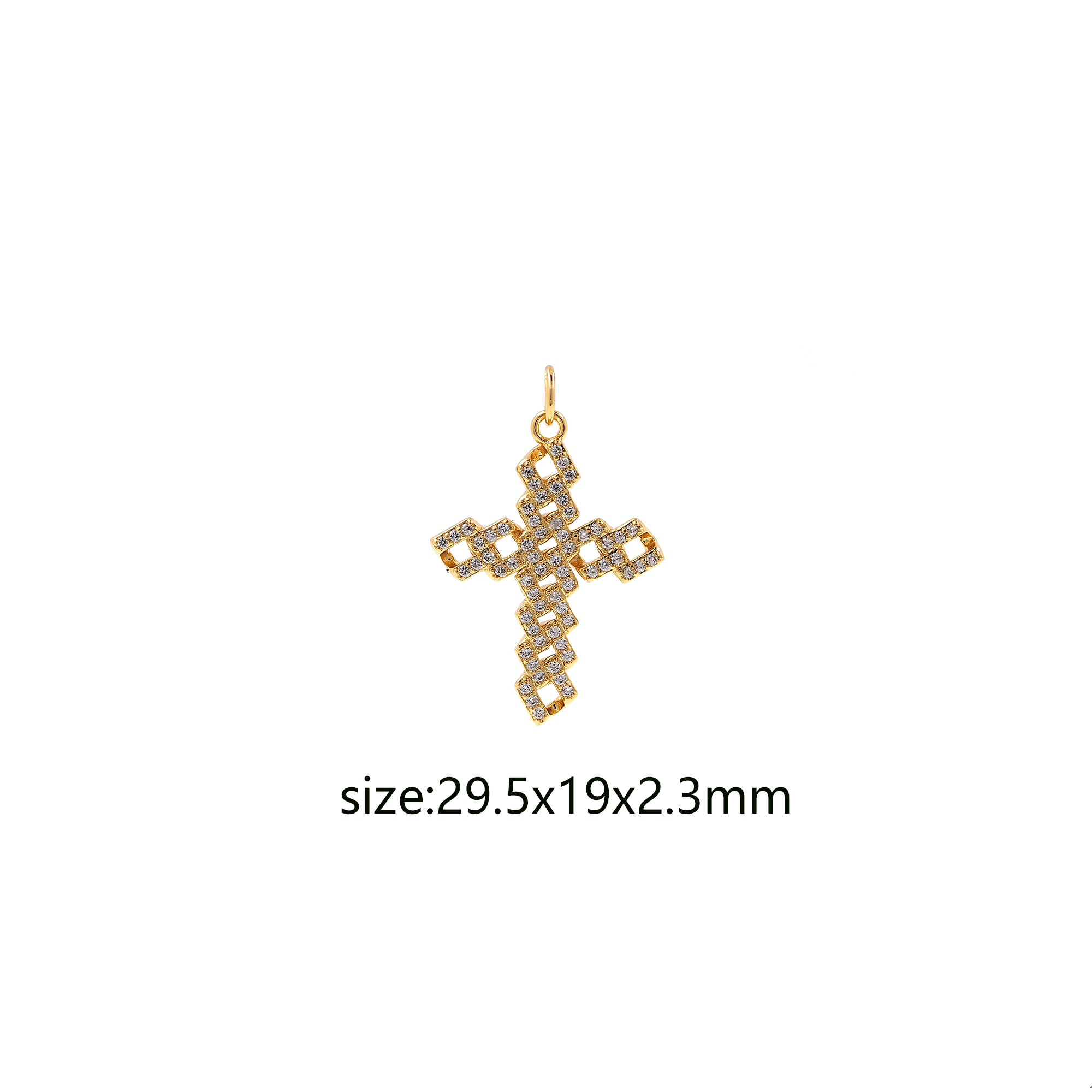 18K Gold Filled Religious Pendant,CZ Micro Pave Cross Charm Earrings Necklace for DIY Jewelry Making Supply