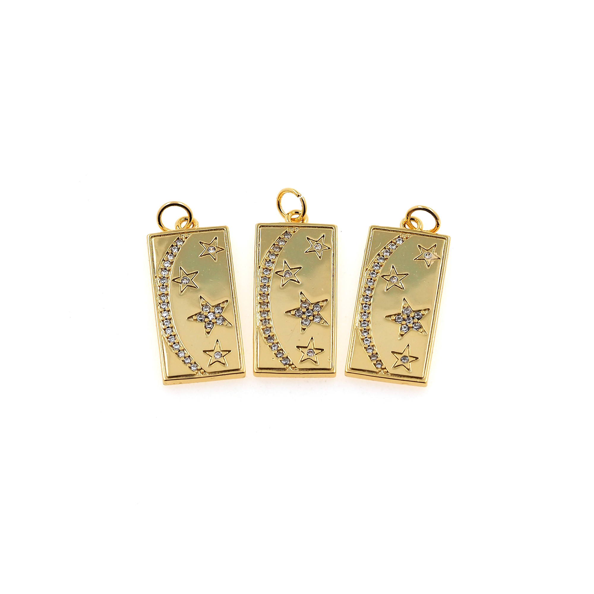 18K Gold Filled Moon Pendant,CZ Micro Pave Star Moon Charm Earrings Necklace for DIY Jewelry Making Supply