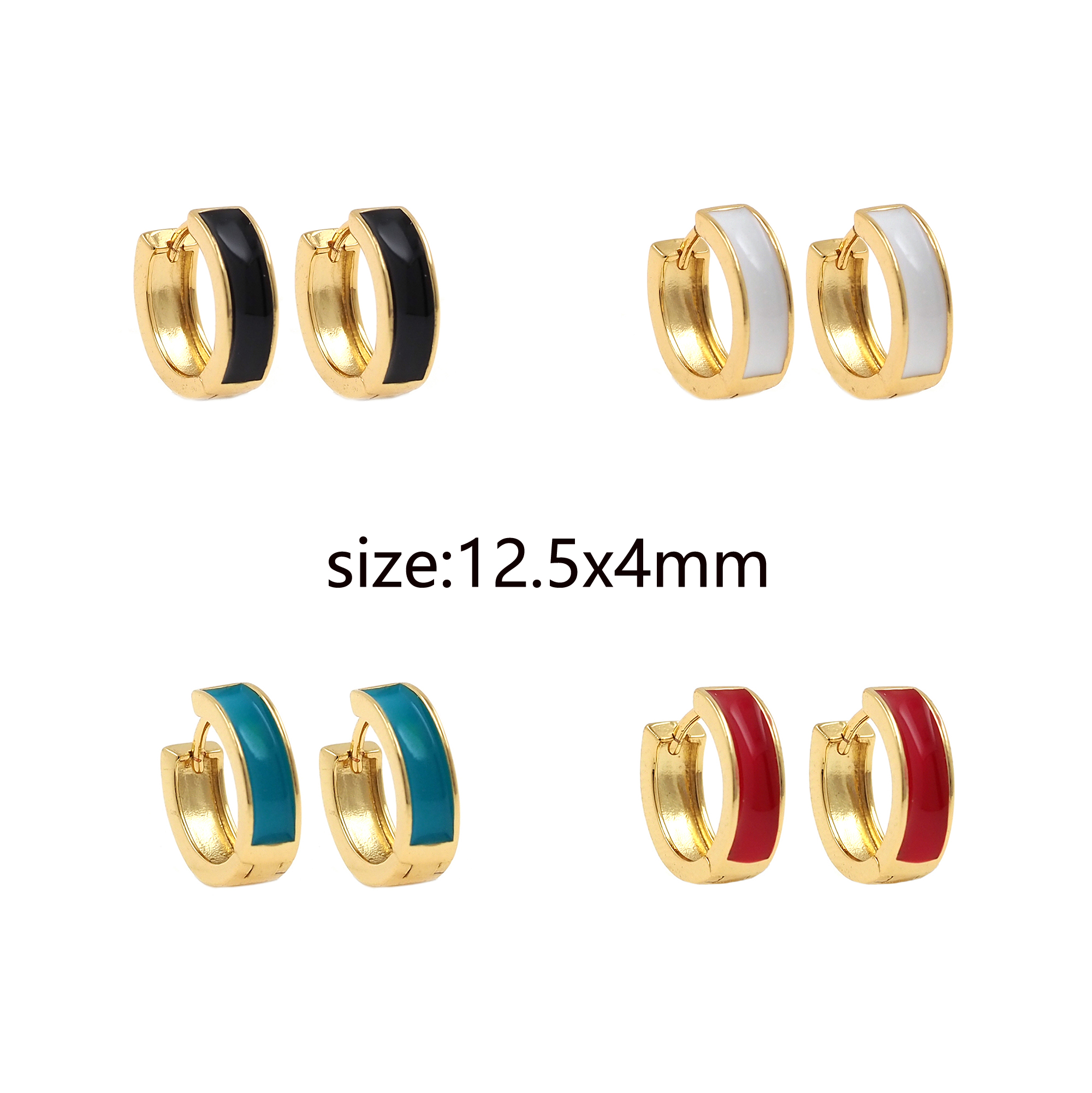18K Gold Filled Round Earrings,Colorful Enamel Hoops,Minimalist Enamel Earrings,Gold Hoop Earrings,Huggie Earrings