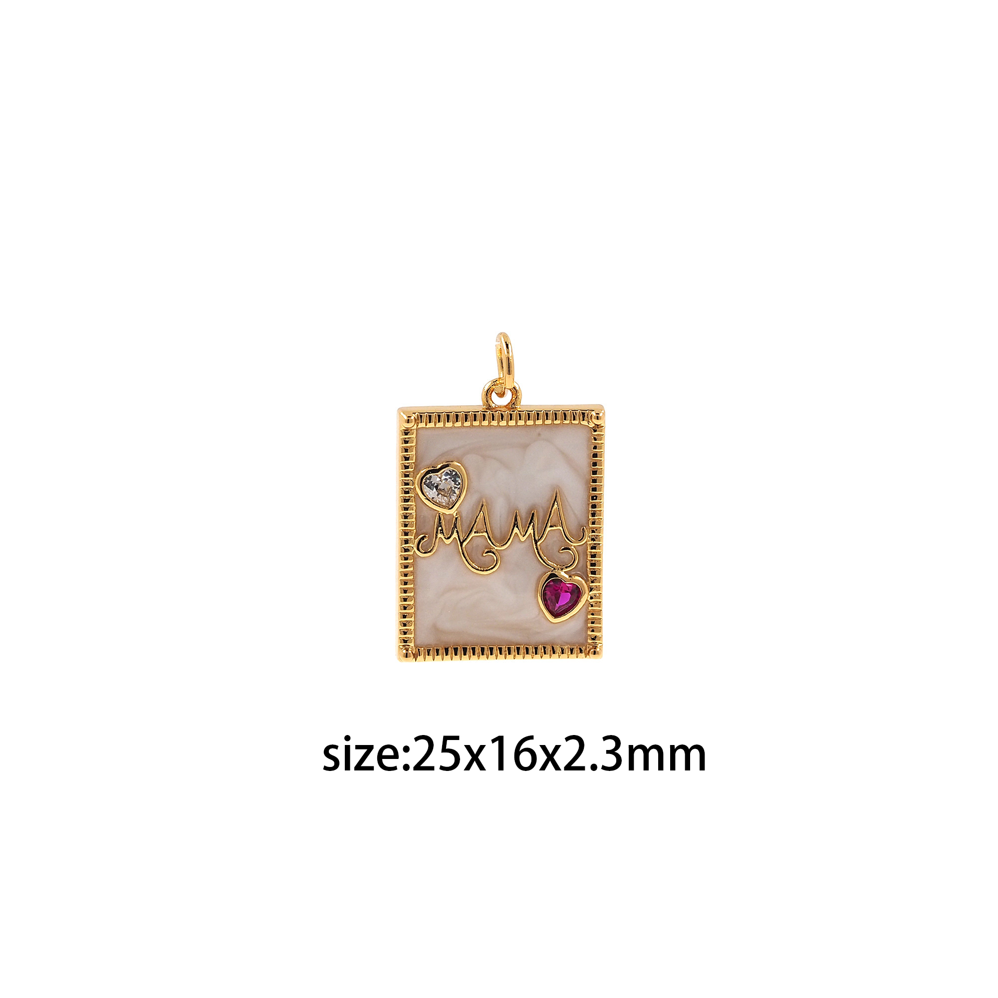 18K Gold Filled Mama Pendant,Enamel Mama Charm Earrings Necklace for DIY Jewelry Making Supply
