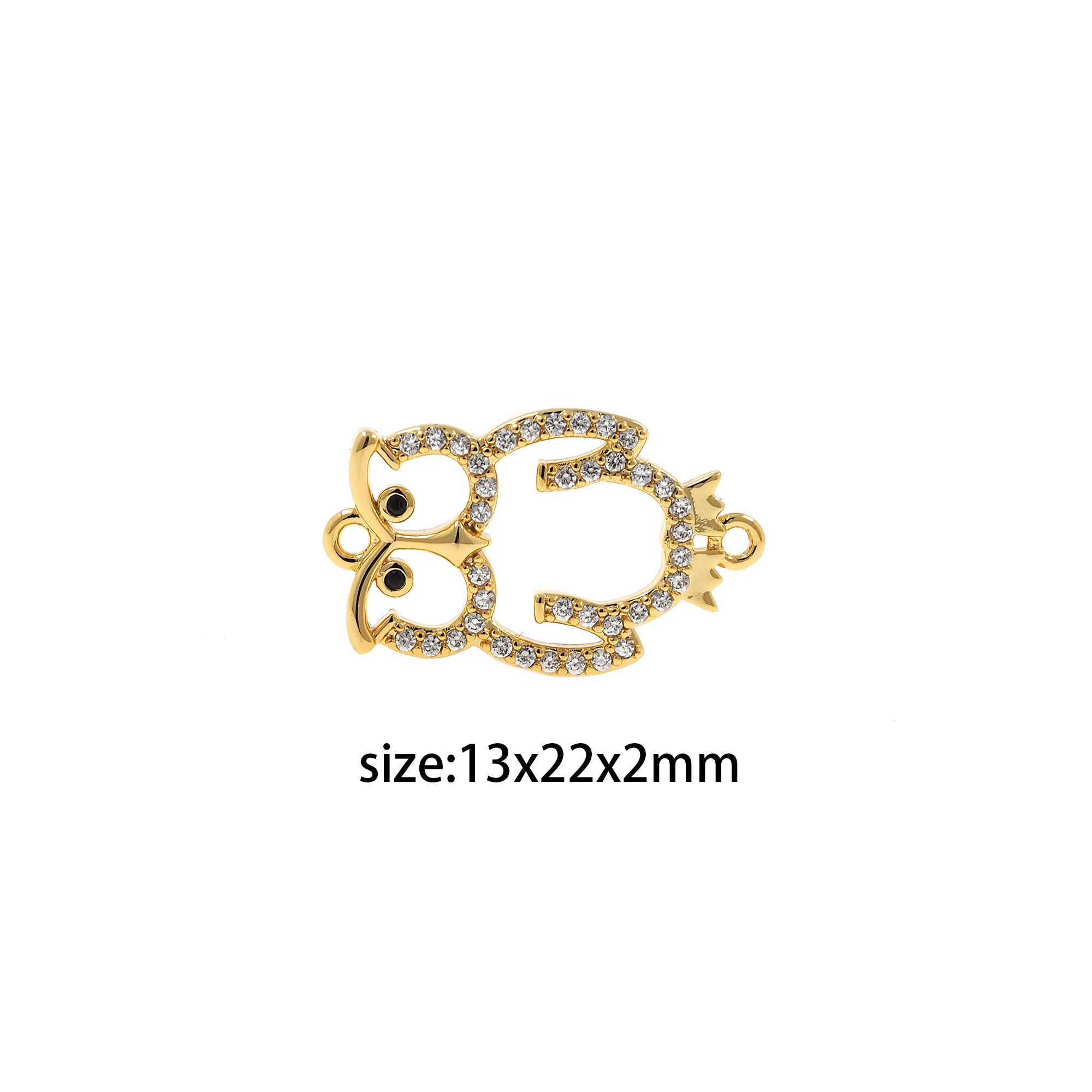 18K Gold Filled Cow Connector,CZ Micro Pave Cow Charm Necklace Bracelet for DIY Jewelry Making Supply