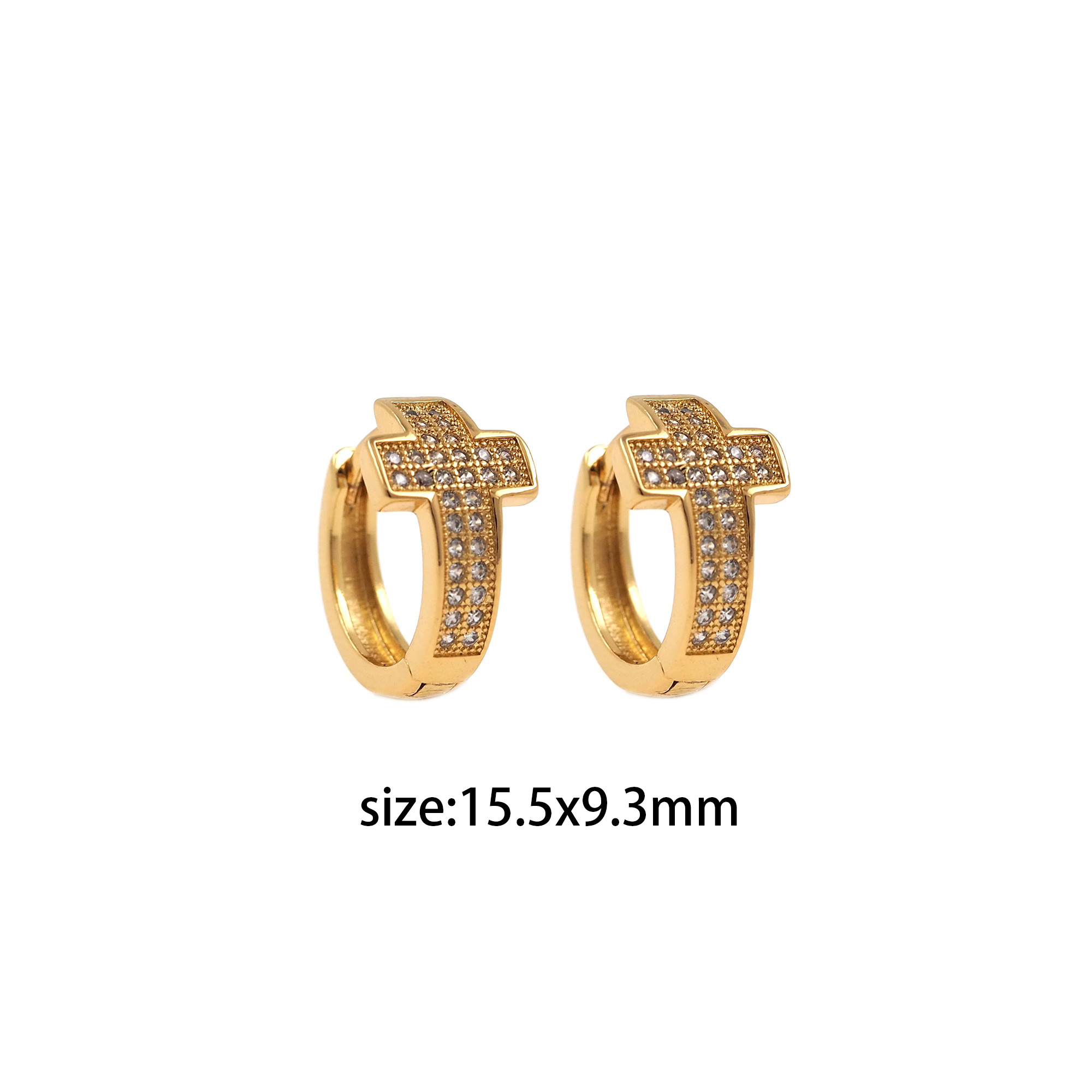 18K Gold Filled Cross Hoop Earrings,Gold CZ Hoops,Dainty Hoops Huggie,Dainty Zirconia Earrings,Gold Hoops