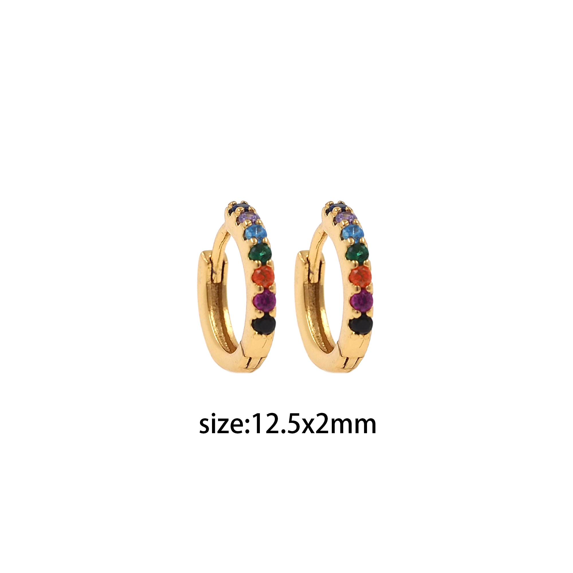 18K Gold Filled Colorful Zirconia Earrings,Dainty Zirconia Earrings,Gold Hoops,Dainty CZ Hoops Huggie