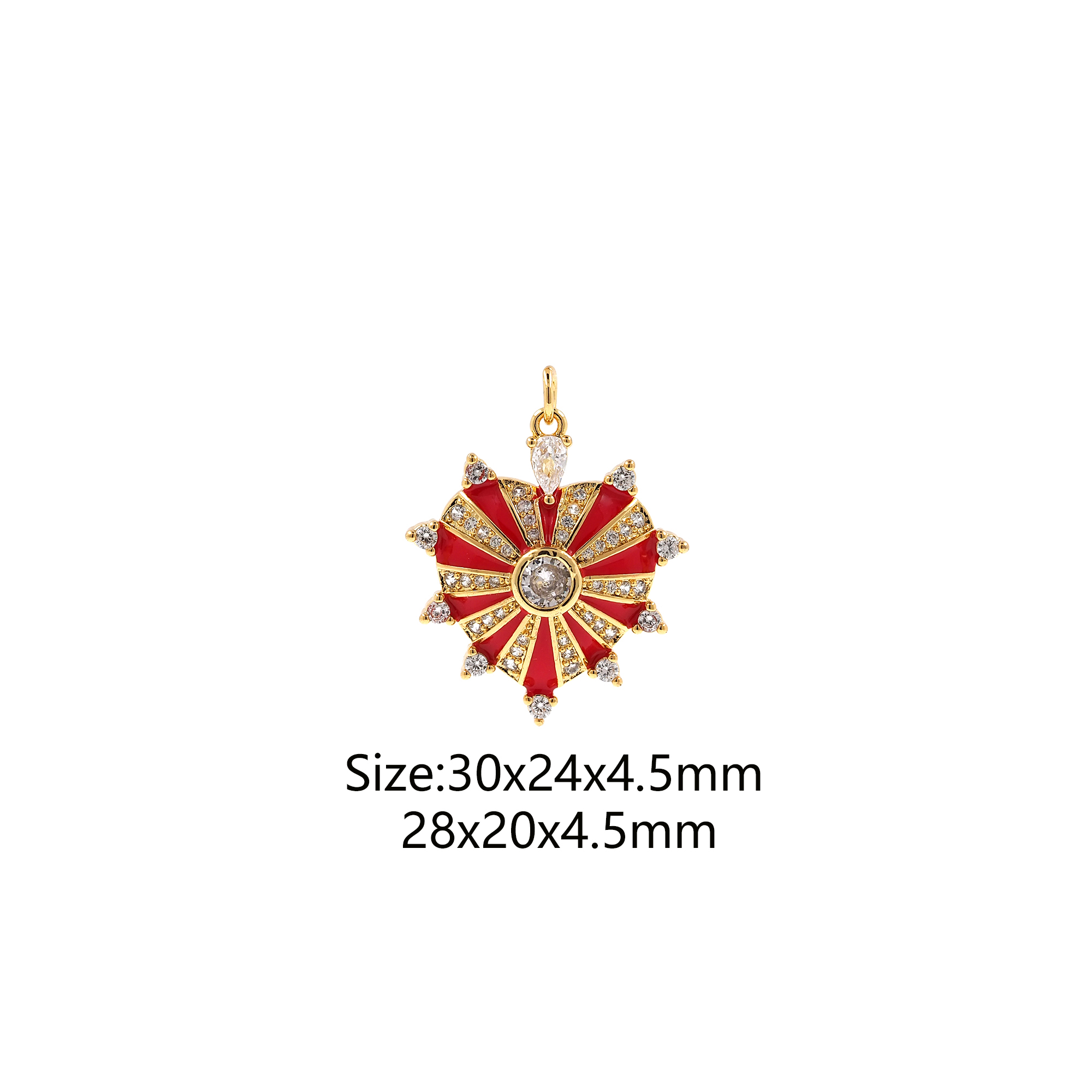 18K Gold Filled Heart Pendant,CZ Micro Pave Heart Charm Earrings Necklace for DIY Jewelry Making Supply